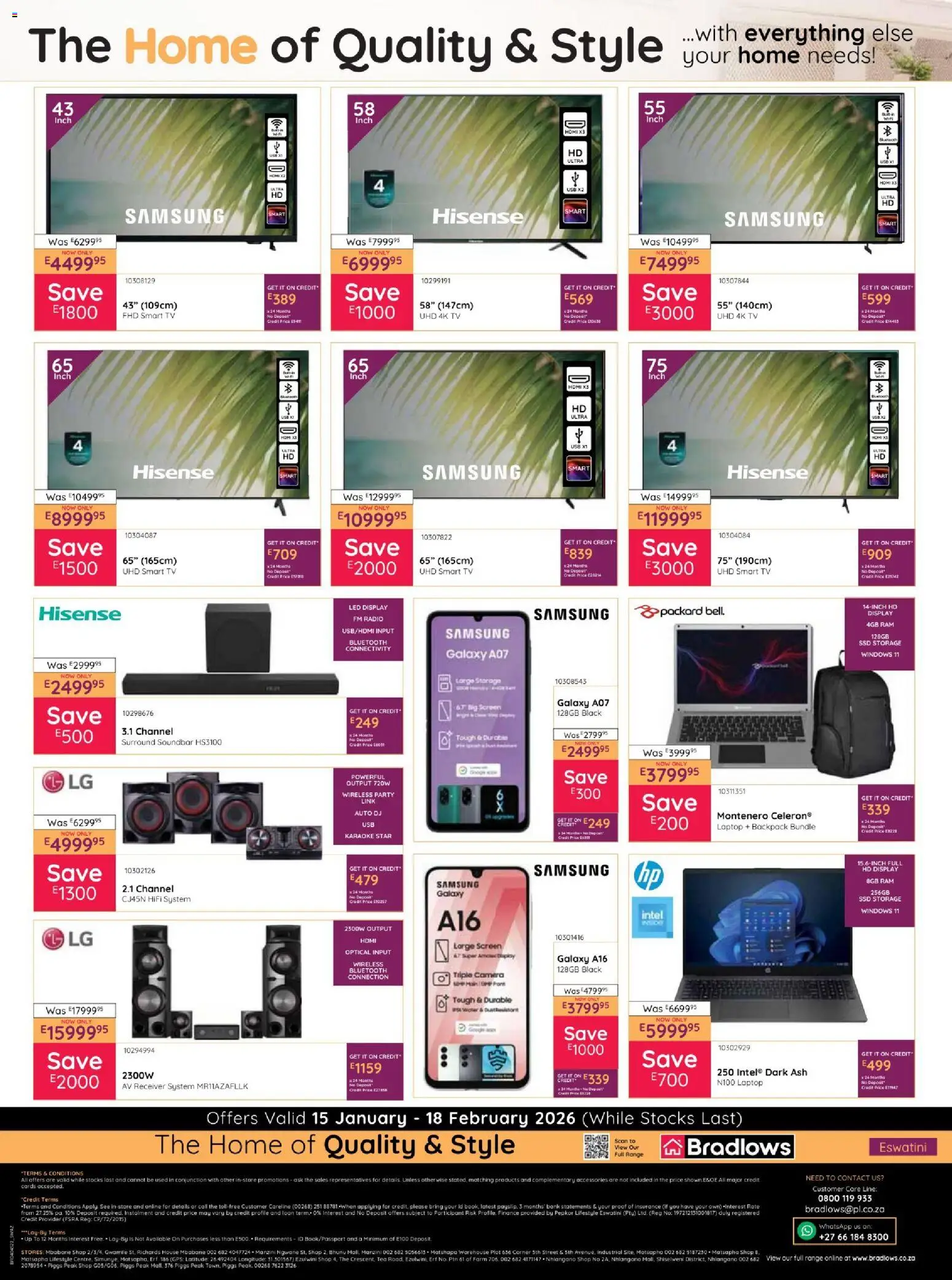 New Bradlows catalogue – valid from 15.01.2026 | Page: 8 | Products: Camera, USB, TV, Soundbar