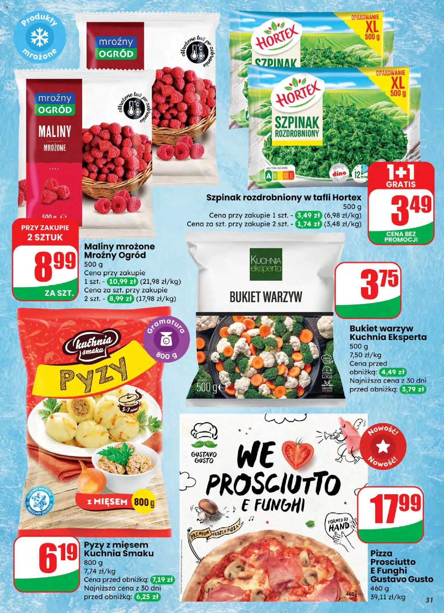 Dino Gazetka od 05.11.2025 | Strona: 31 | Produkty: Maliny, Szpinak, Prosciutto, Pizza