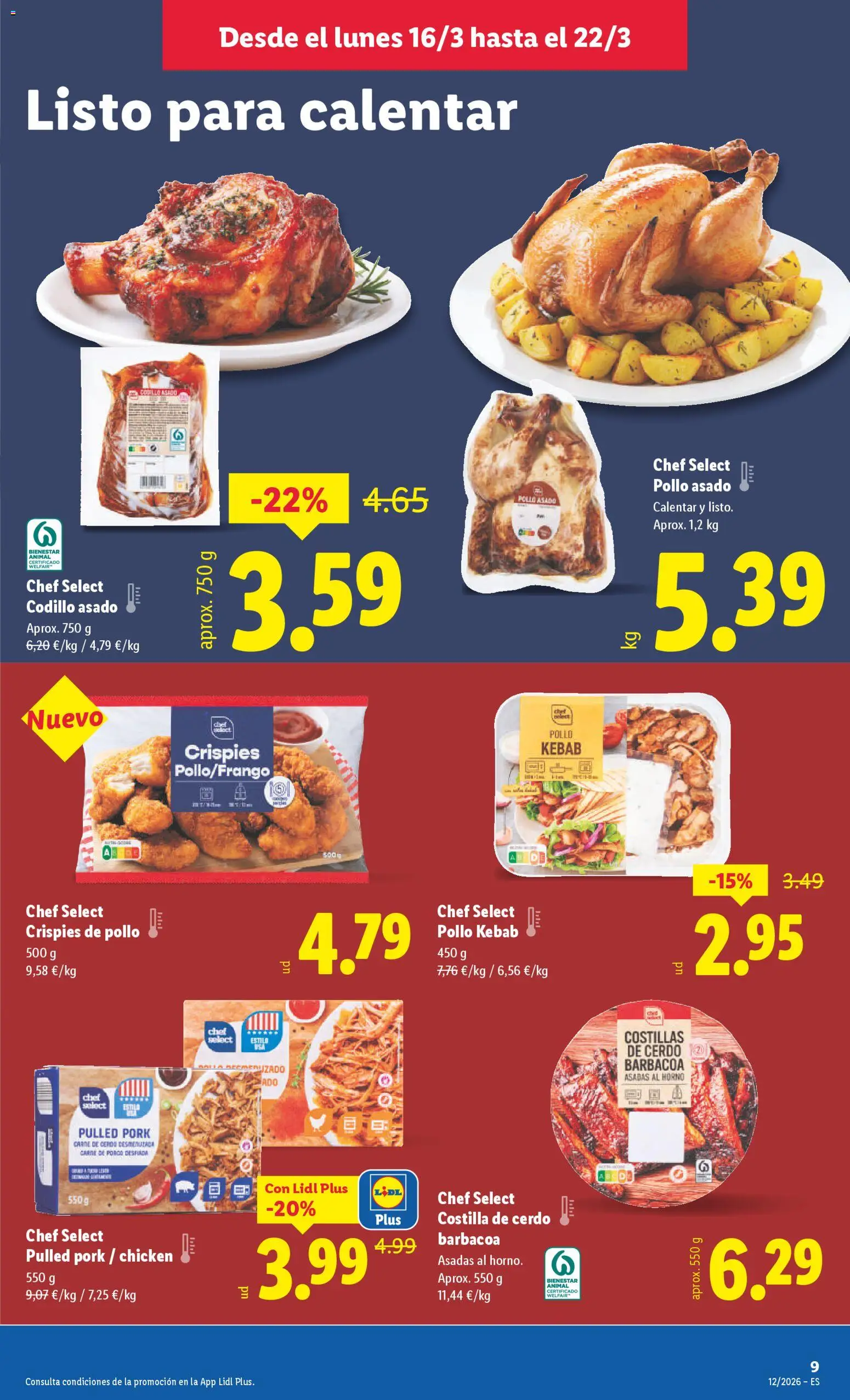 Lidl folleto │ válido desde el 16.03.2026 | Página: 9 | Productos: Cerdo, Costilla de cerdo, Barbacoa, Horno