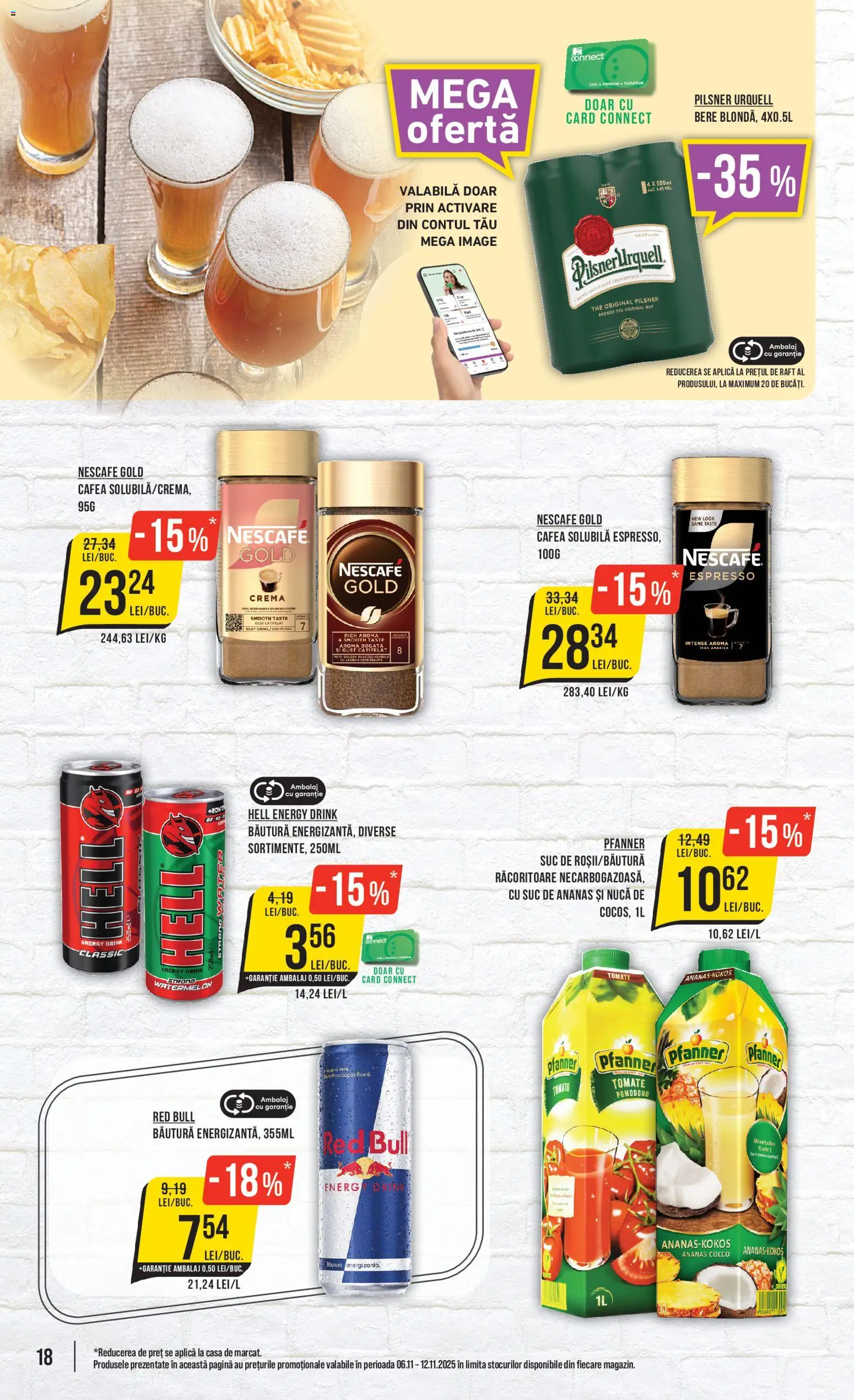 Noul catalog Mega Image – valabil de la 06.11.2025 | Pagină: 18 | Produse: Köpek Sabunu, Cremă, Cafea, Bere