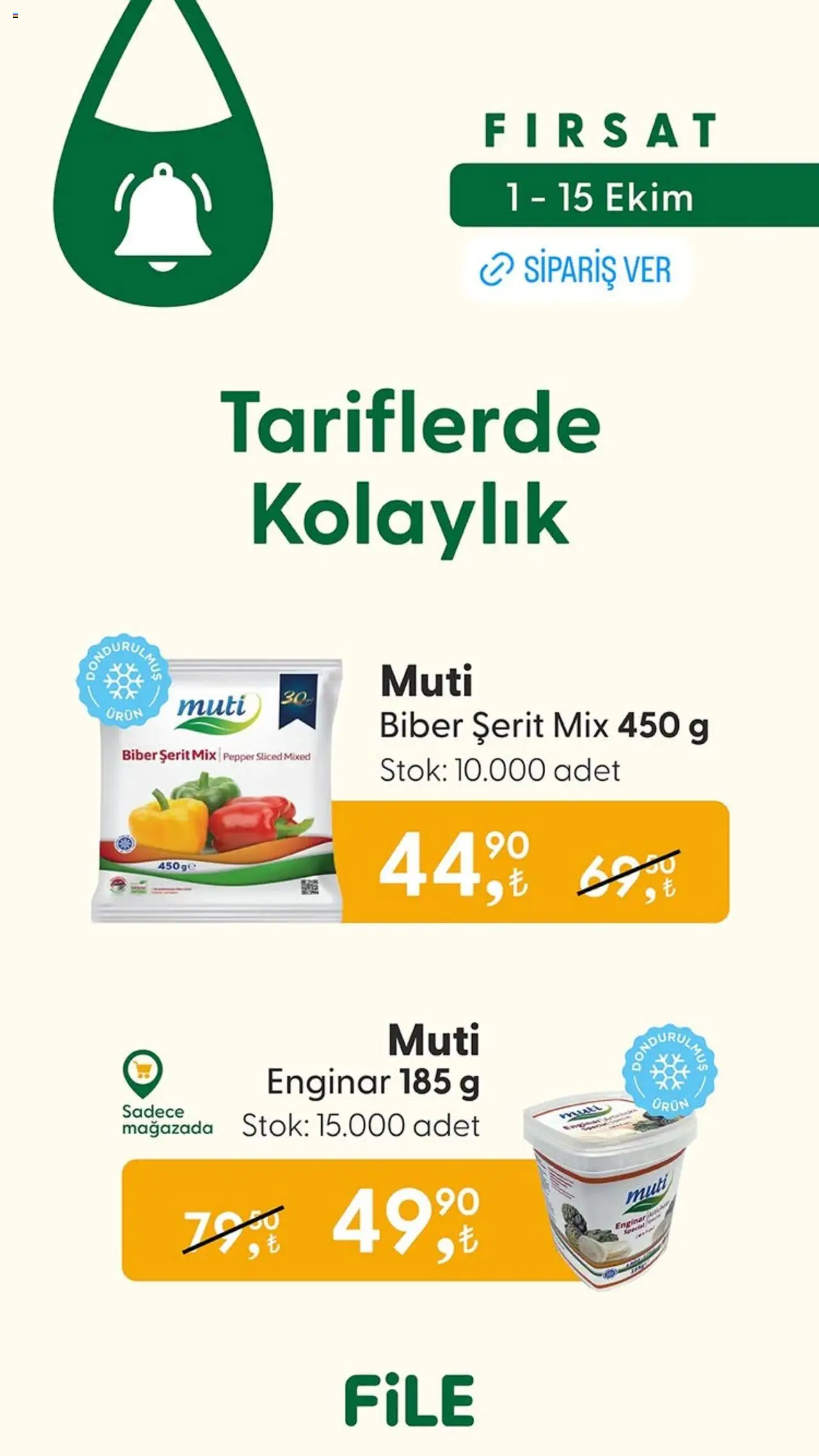 File Market İndirim - 01.10.2025 tarihinden itibaren geçerlidir | Sayfa: 8 | Ürünler: Enginar, Biber
