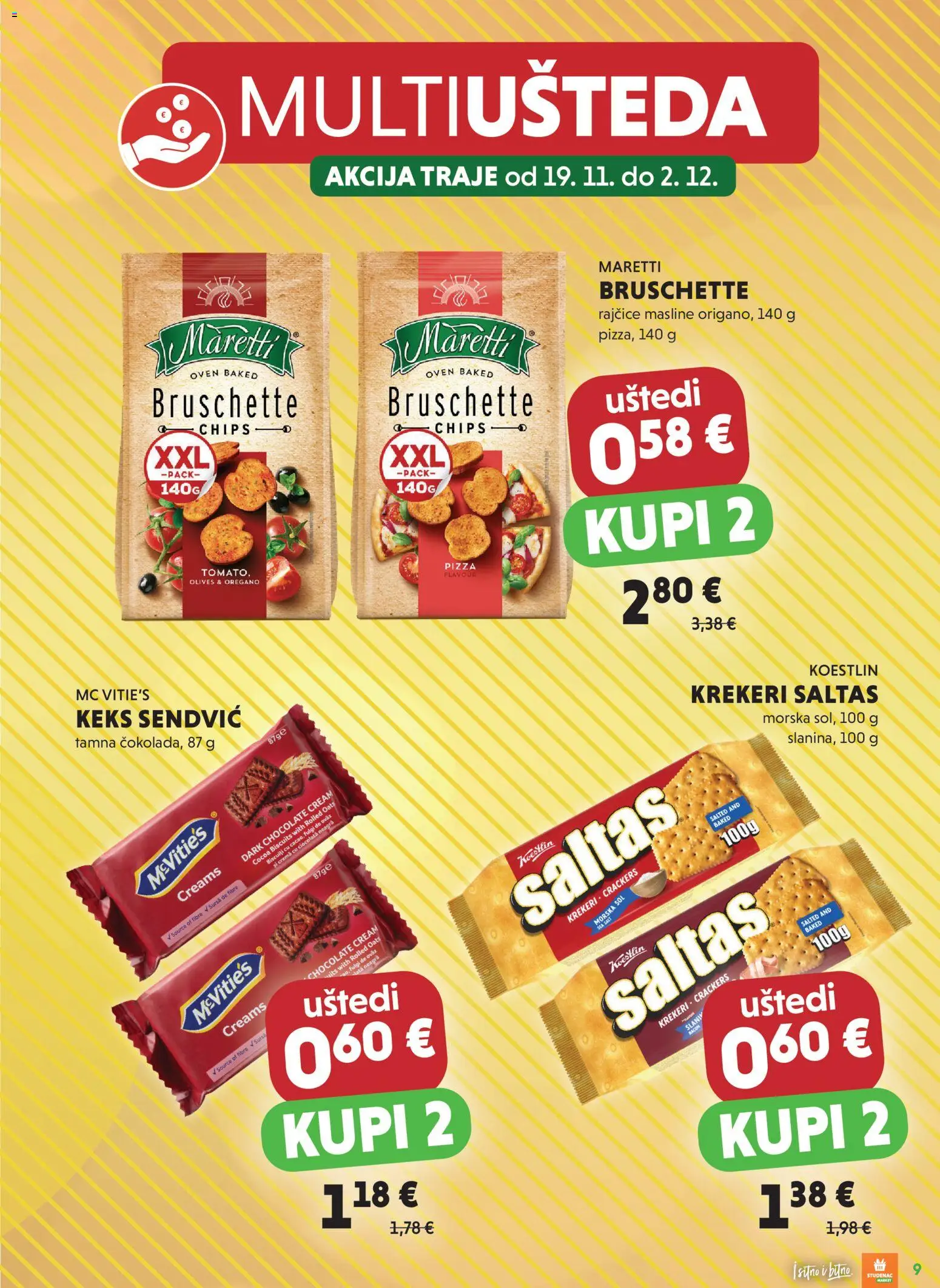 Studenac katalog | vrijedi od 19.11.2025 | Stranica: 9 | Proizvodi: Masline, Keks, Sol, Krekeri