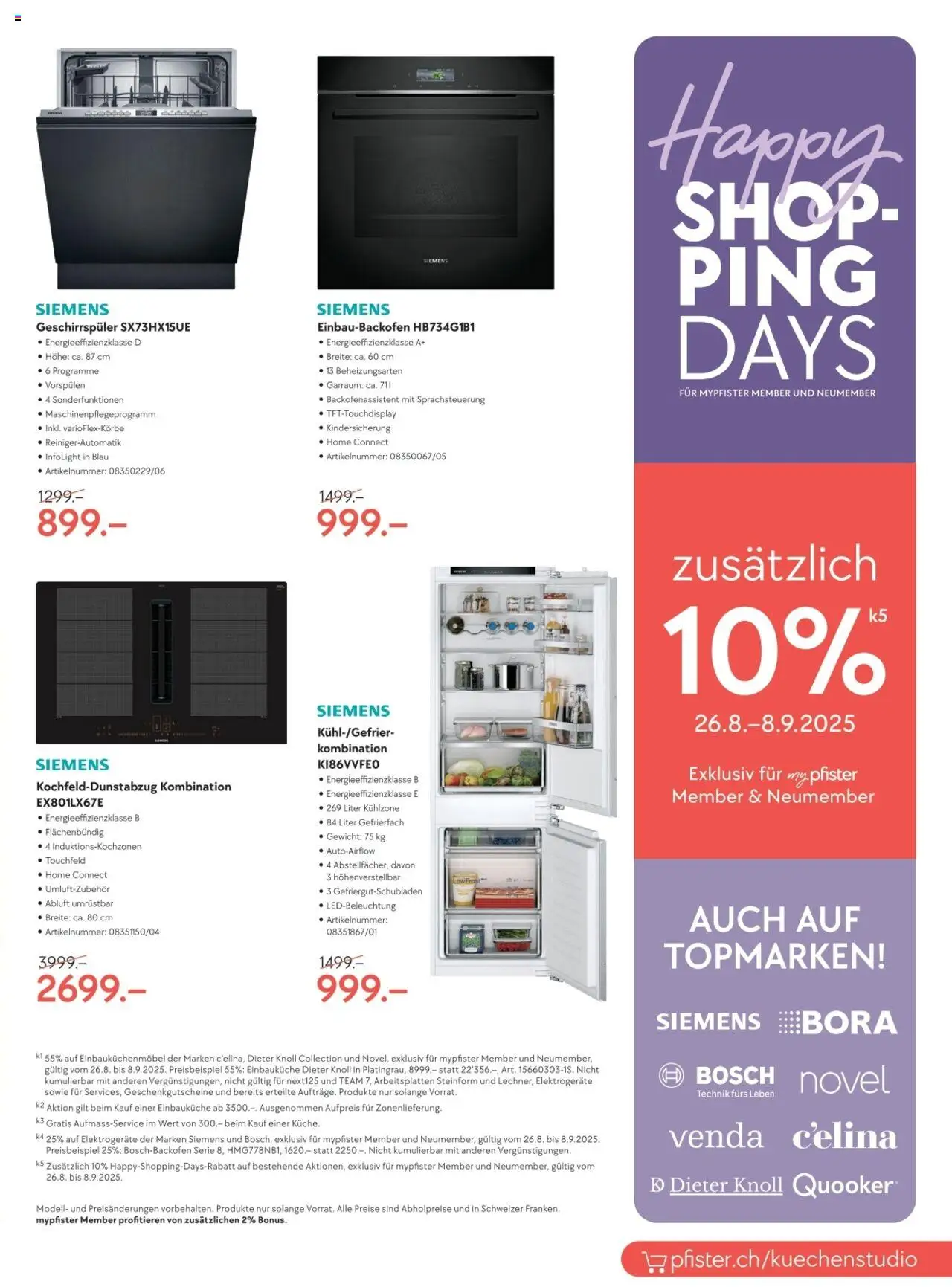 Pfister Aktionen ab 26.08.2025 | Seite: 11 | Produkte: Geschirrspüler, Einbauküche, Bosch, Siemens