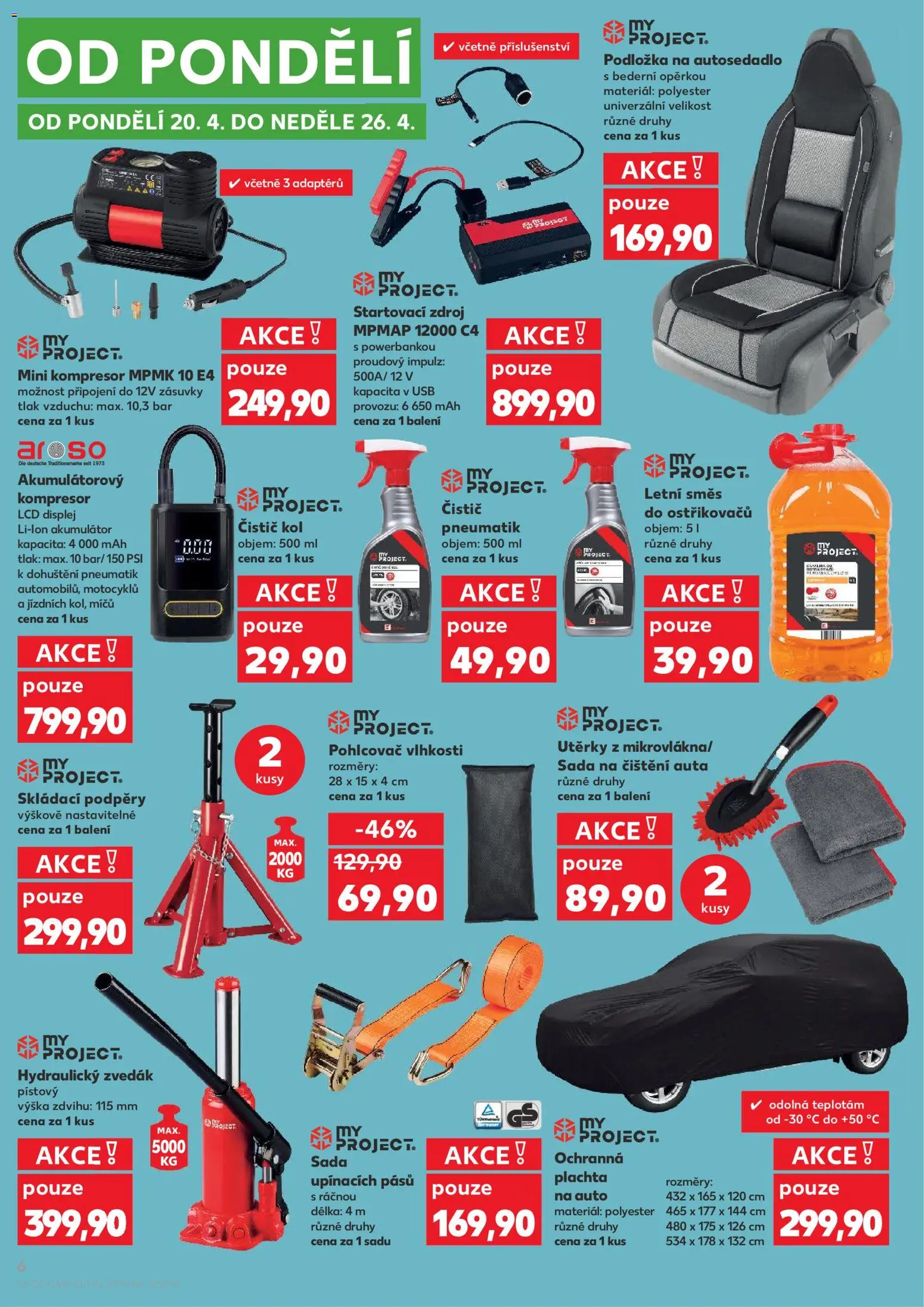 Kaufland leták - Plzeň Bory od 15.04.2026 | Strana: 6 | Produkty: Plachta na auto, Utěrky, Pohlcovač vlhkosti, USB