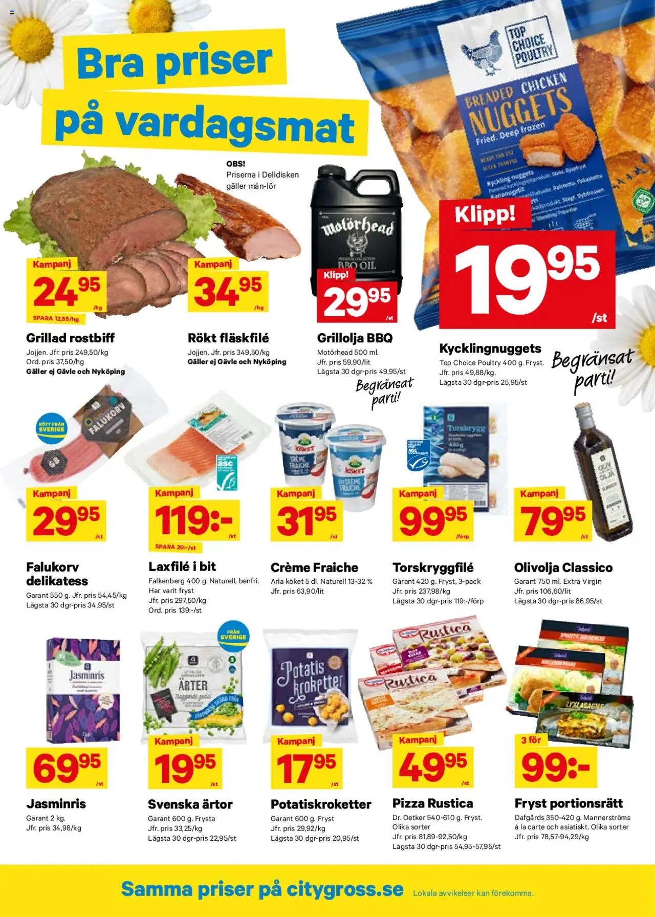 City Gross reklamblad aktuell från 14.07.2025 | Sida: 6 | Produkter: Galler, Falukorv, Creme fraiche, Pizza