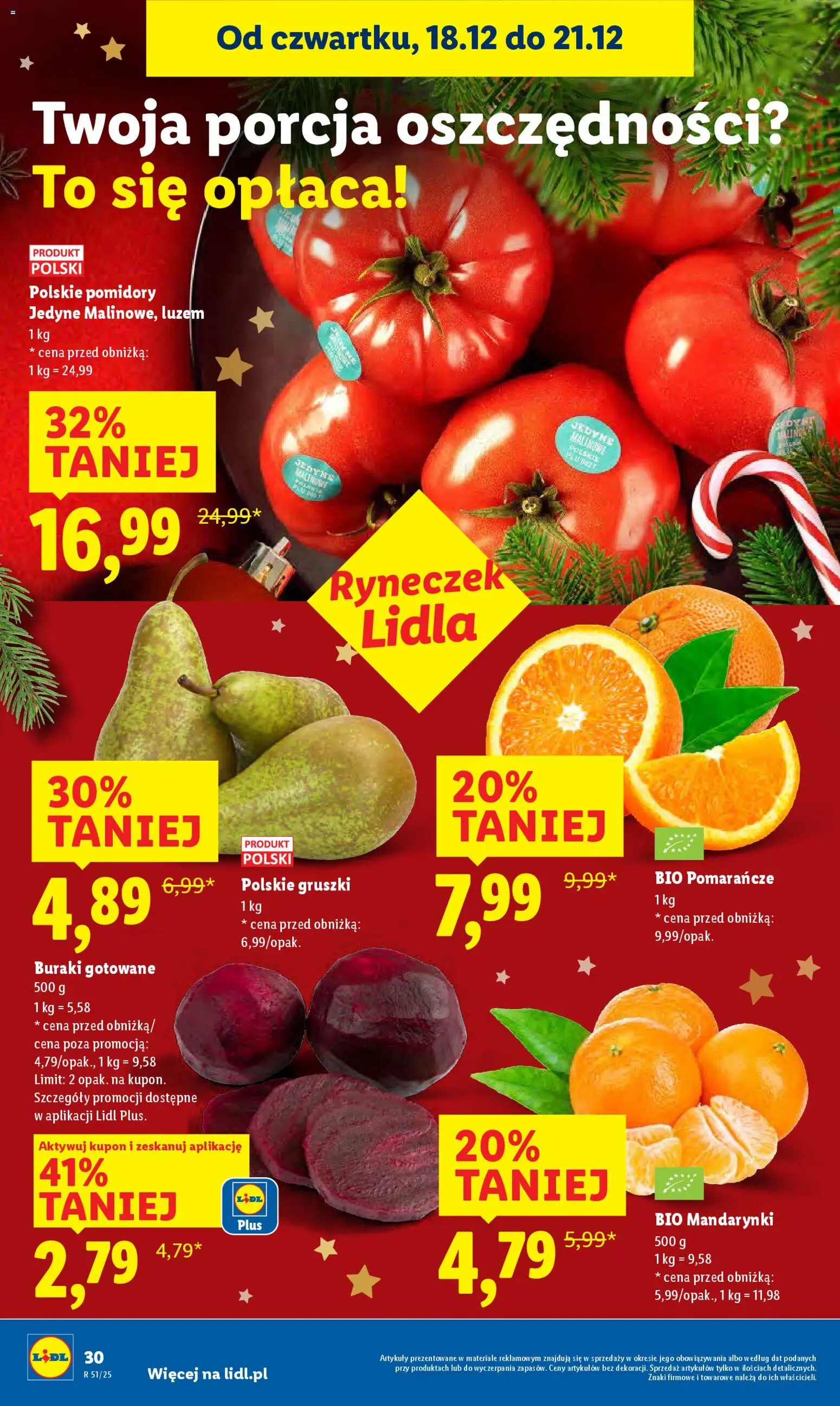 Lidl Gazetka od 18.12.2025 | Strona: 30 | Produkty: Buraki, Buraki gotowane, Pomidory, Mandarynki