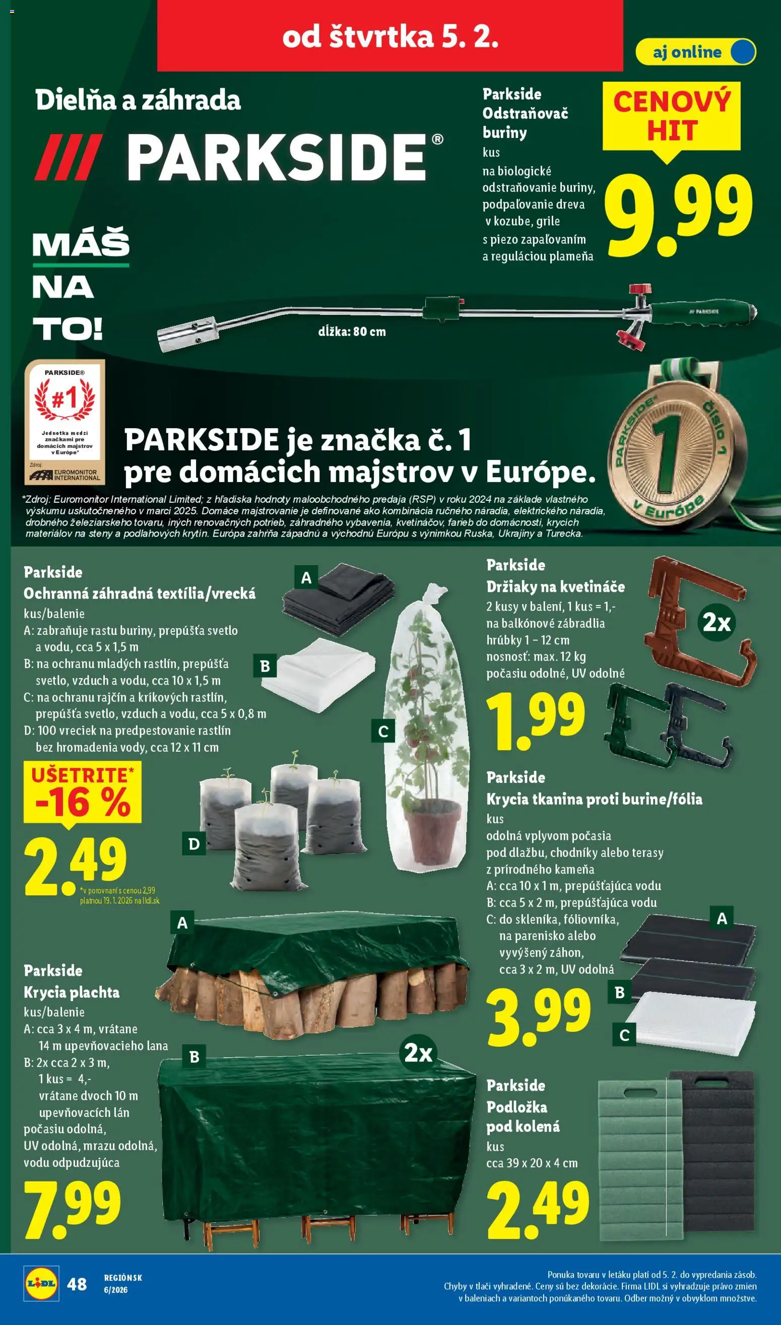 Nové Lidl akcie – leták je platný od 02.02.2026 | Strana: 78 | Produkty: Plachta, Svetlo, Parkside