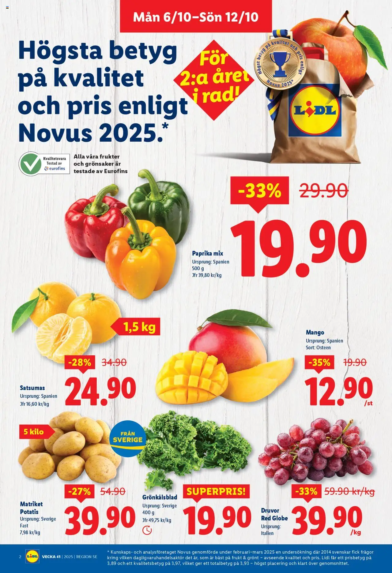 Lidl reklamblad aktuell från 06.10.2025 | Sida: 2 | Produkter: Potatis, Mango