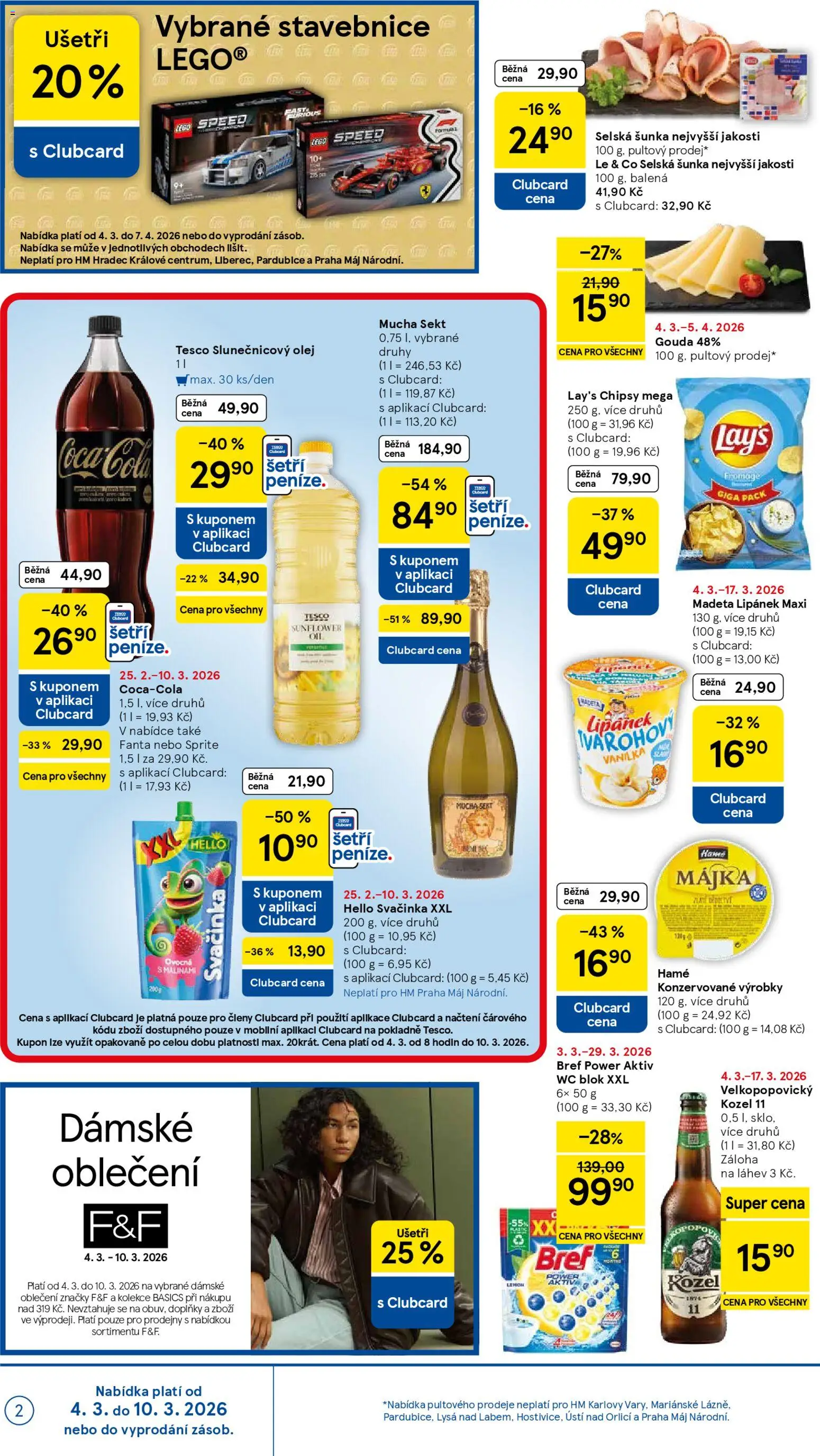 Tesco leták - Hypermarket od 04.03.2026 | Strana: 2 | Produkty: Sekt, Velkopopovický Kozel, Lay's, Slunečnicový olej