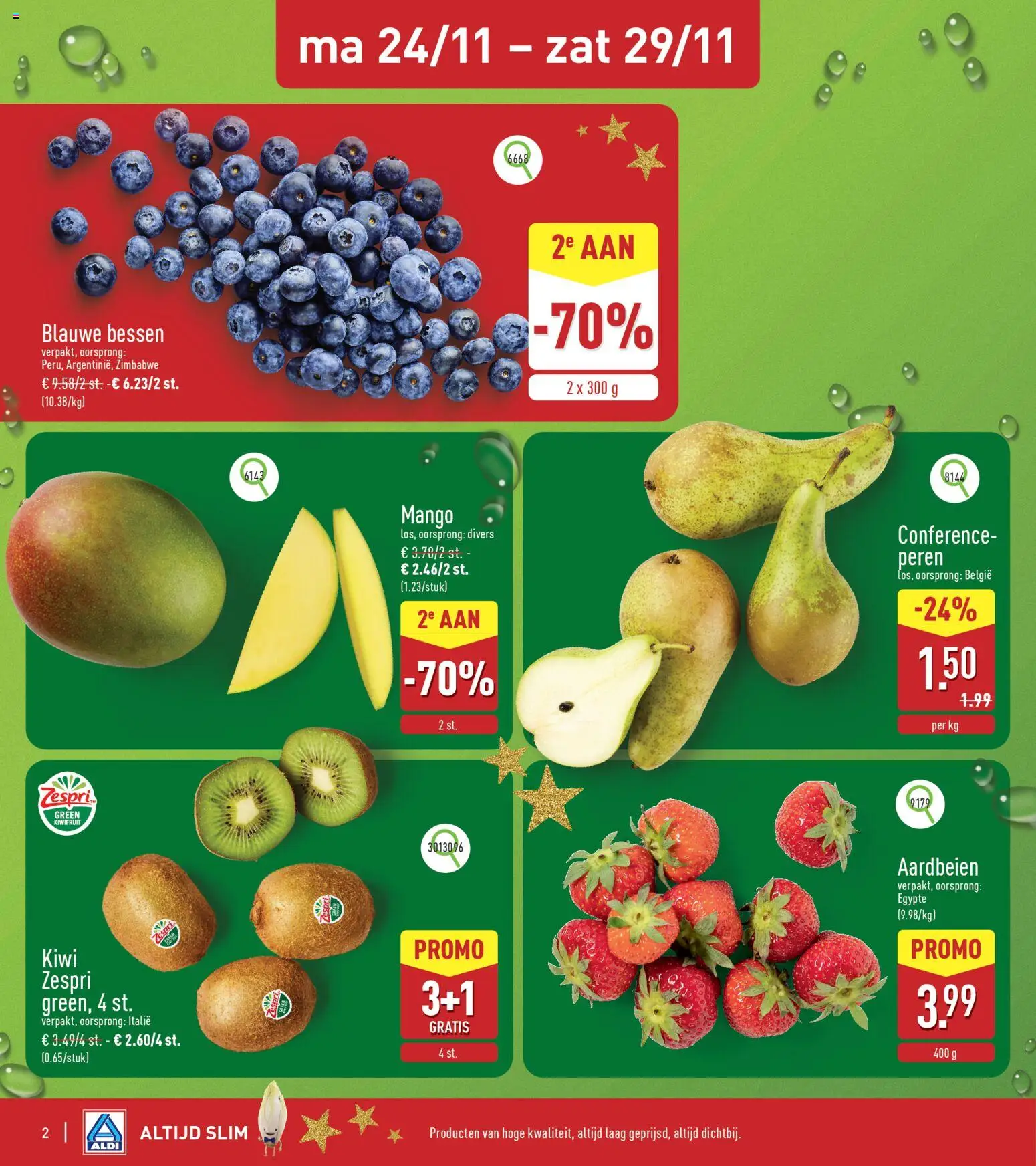 {H1} | Pagina: 2 | Producten: Aardbeien, Kiwi, Mango