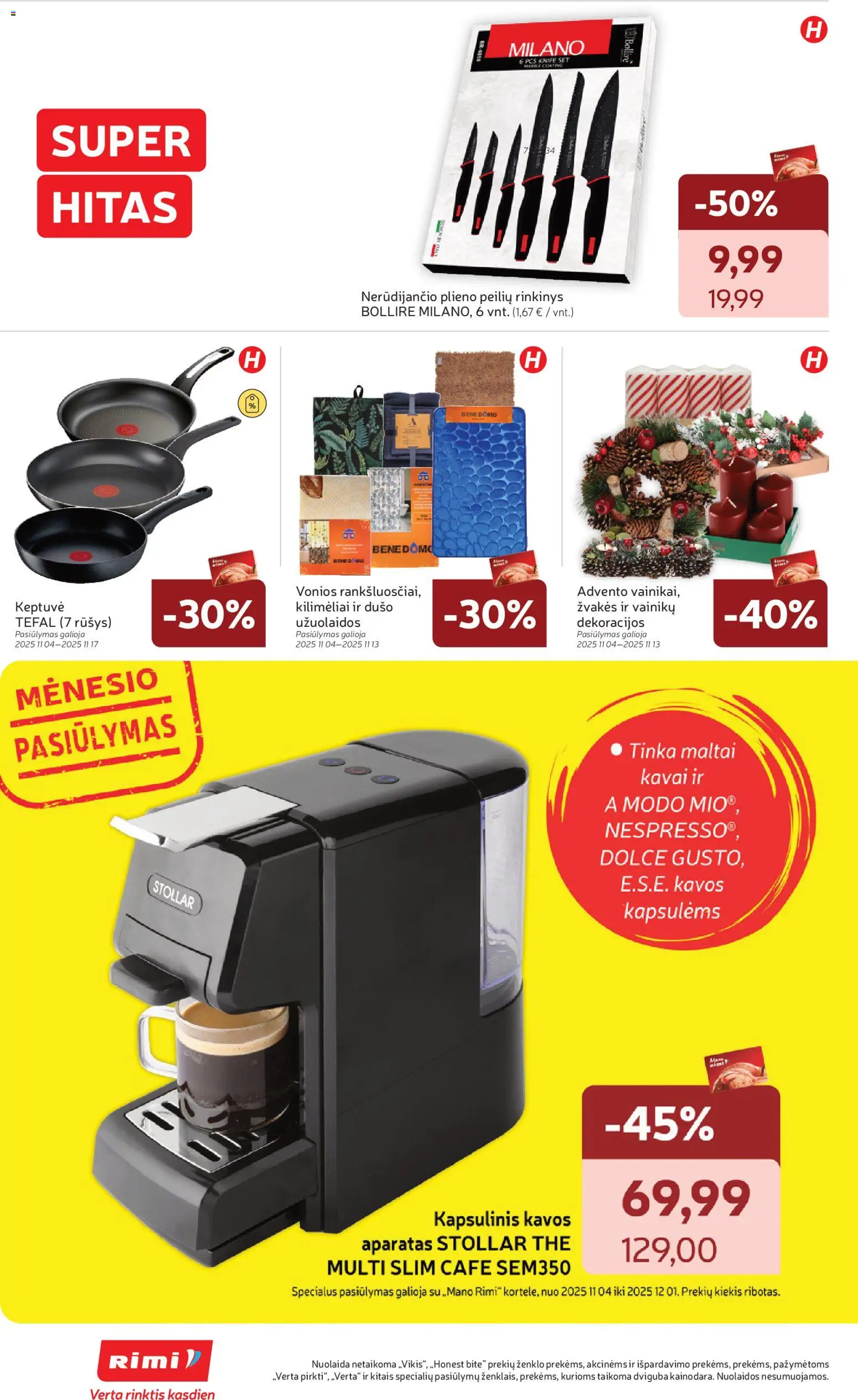 Rimi akcijos nuo 04.11.2025 | Puslapis: 36 | Prekių: Keptuvė, Kavos aparatas, Užuolaidos