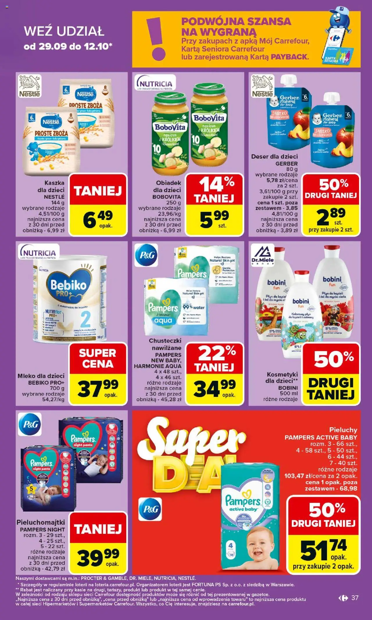Carrefour Gazetka od 06.10.2025 | Strona: 37 | Produkty: Karta, Pampers, Zupa, Krem