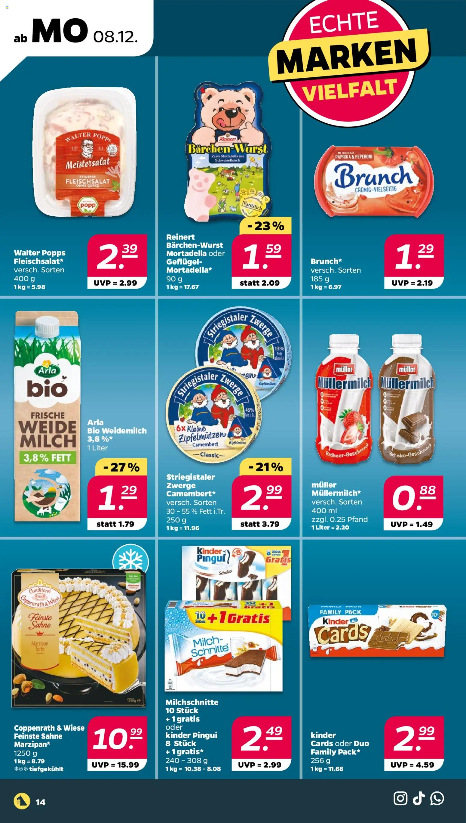 Netto Prospekt 	 – gültig ab 08.12.2025 | Seite: 14 | Produkte: Milch, Paprika, Müllermilch, Sahne