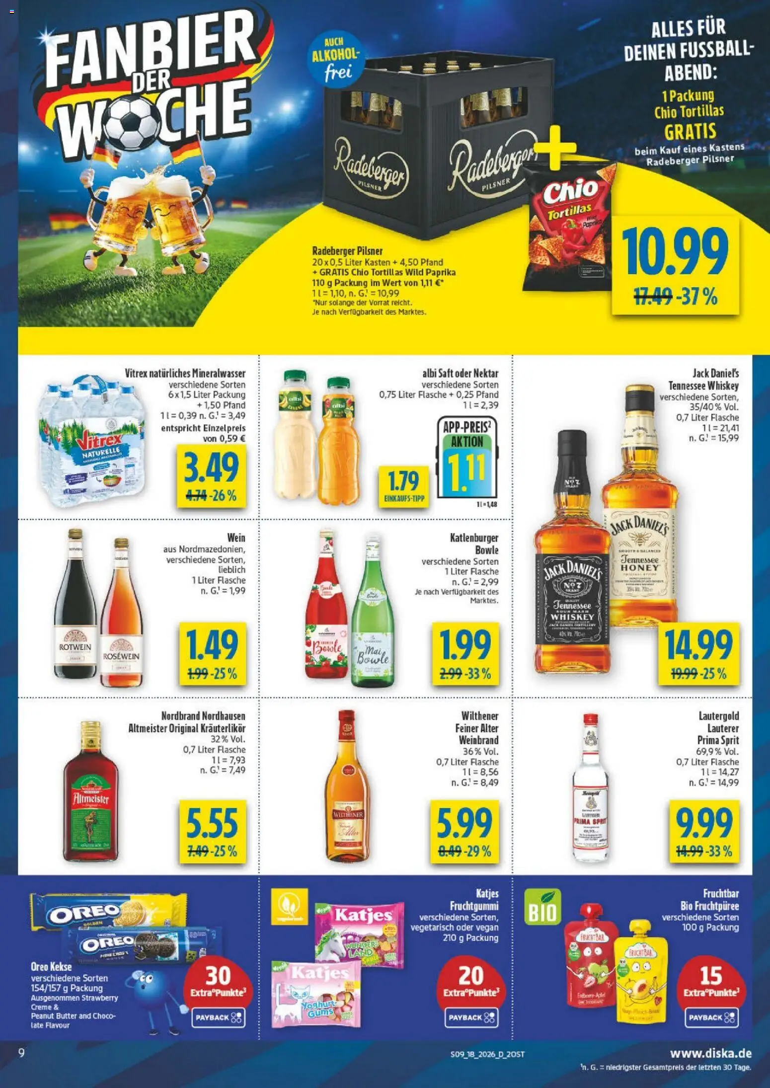 Diska Prospekt 	 – gültig ab 27.04.2026 | Seite: 9 | Produkte: Rosewein, Jack Daniel's, Mineralwasser, Radeberger pilsner