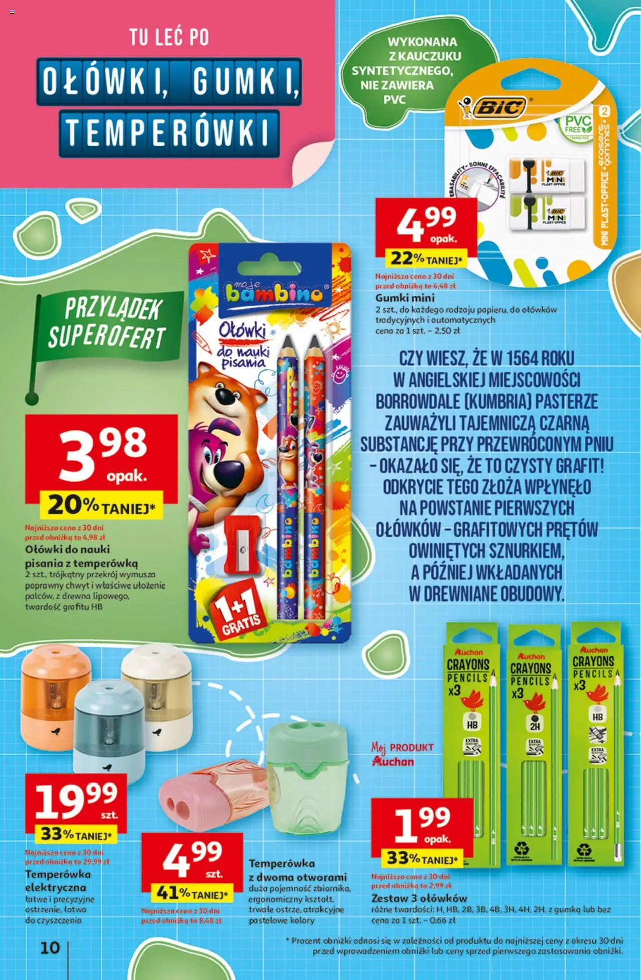 Auchan Gazetka - Odlotowe ceny na start szkoły Hipermarket od 21.08.2025 | Strona: 10 | Produkty: Temperówka