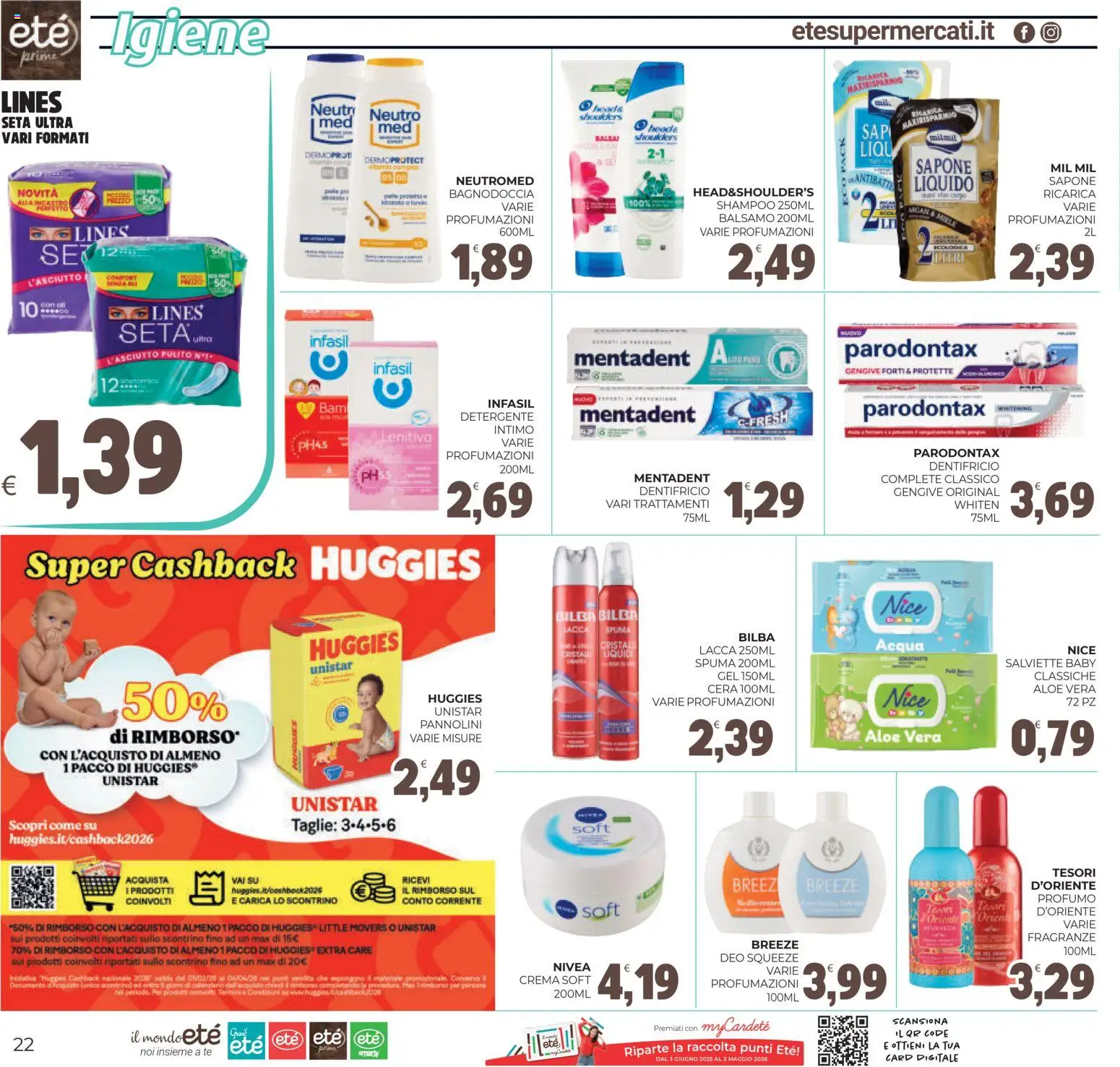 Volantino Eté del 18.02.2026 | Pagina: 22 | Prodotti: Shampoo, Intimo, Acqua, Profumo