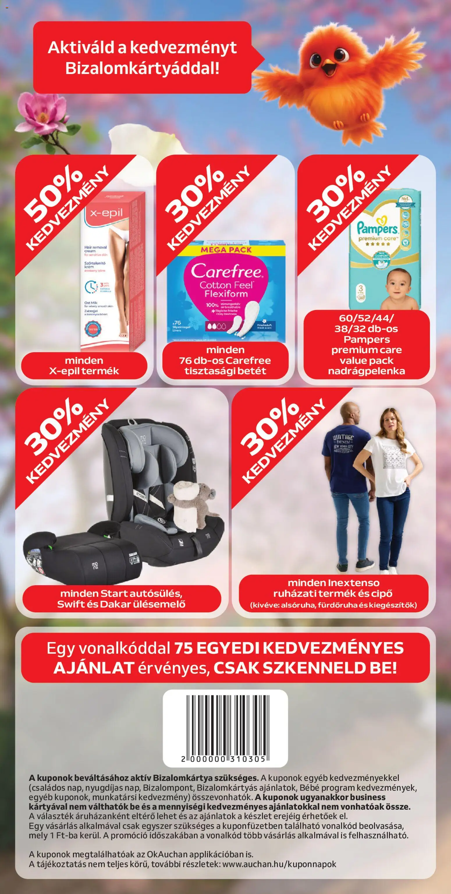 Auchan akciós ujság - amely érvényes a következő dátumtól: 09.04.2026 | Oldal: 6 | Termékek: Pampers, Tisztasági betét, Fürdőruha