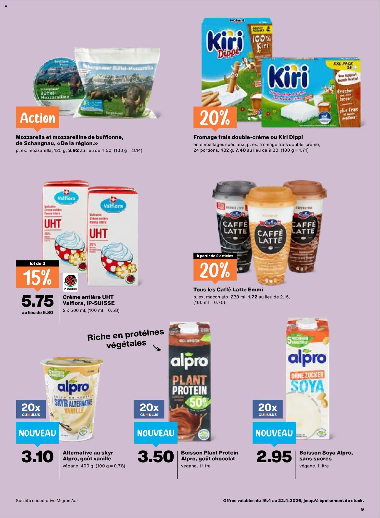 Migros aktionen FR – gültig ab 16.04.2026 | Seite: 9 | Produkte: Zucker, Creme