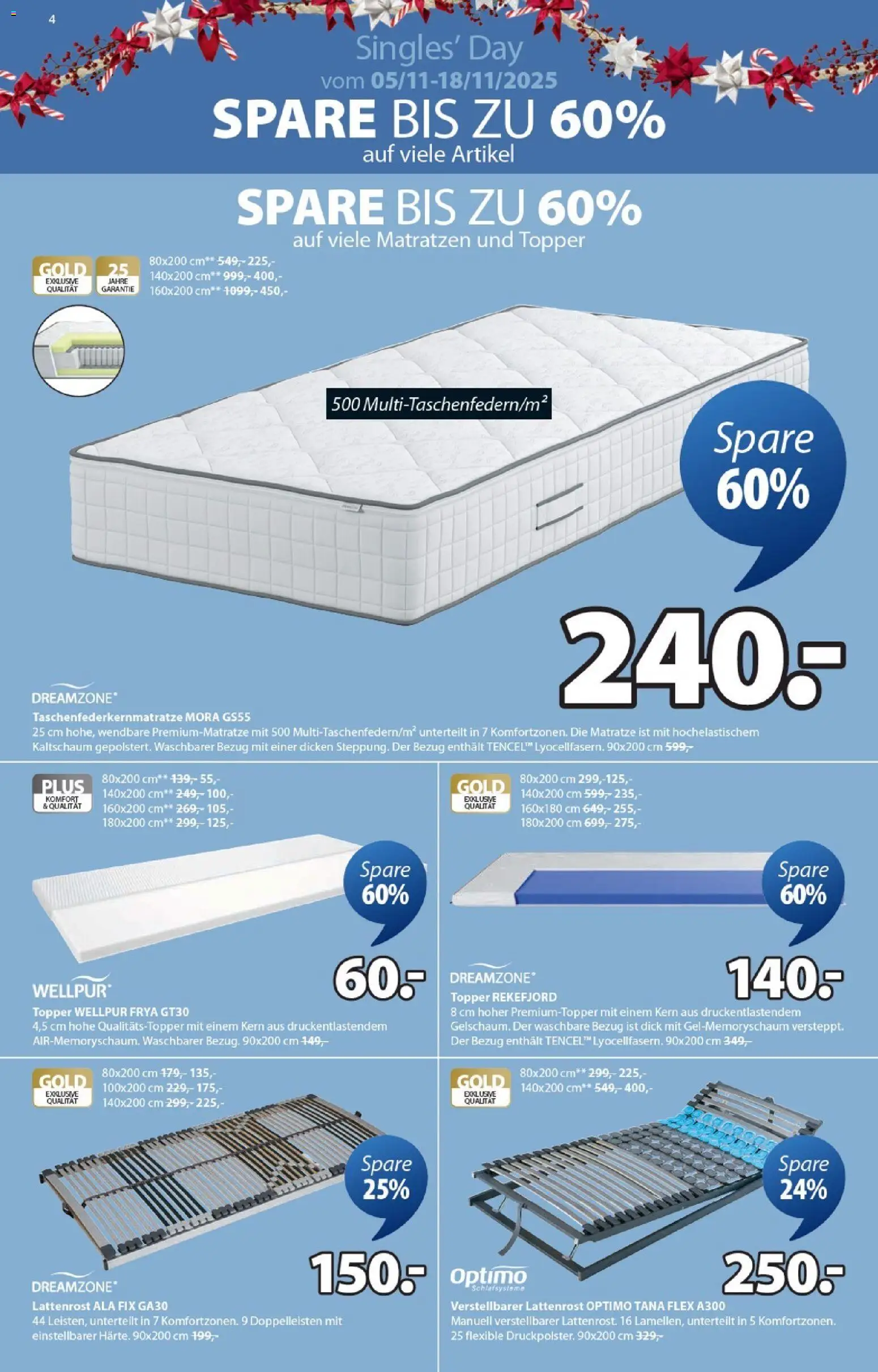 JYSK  Angebote gültig ab 05.11.2025 | Seite: 4 | Produkte: Matratze, Lattenrost