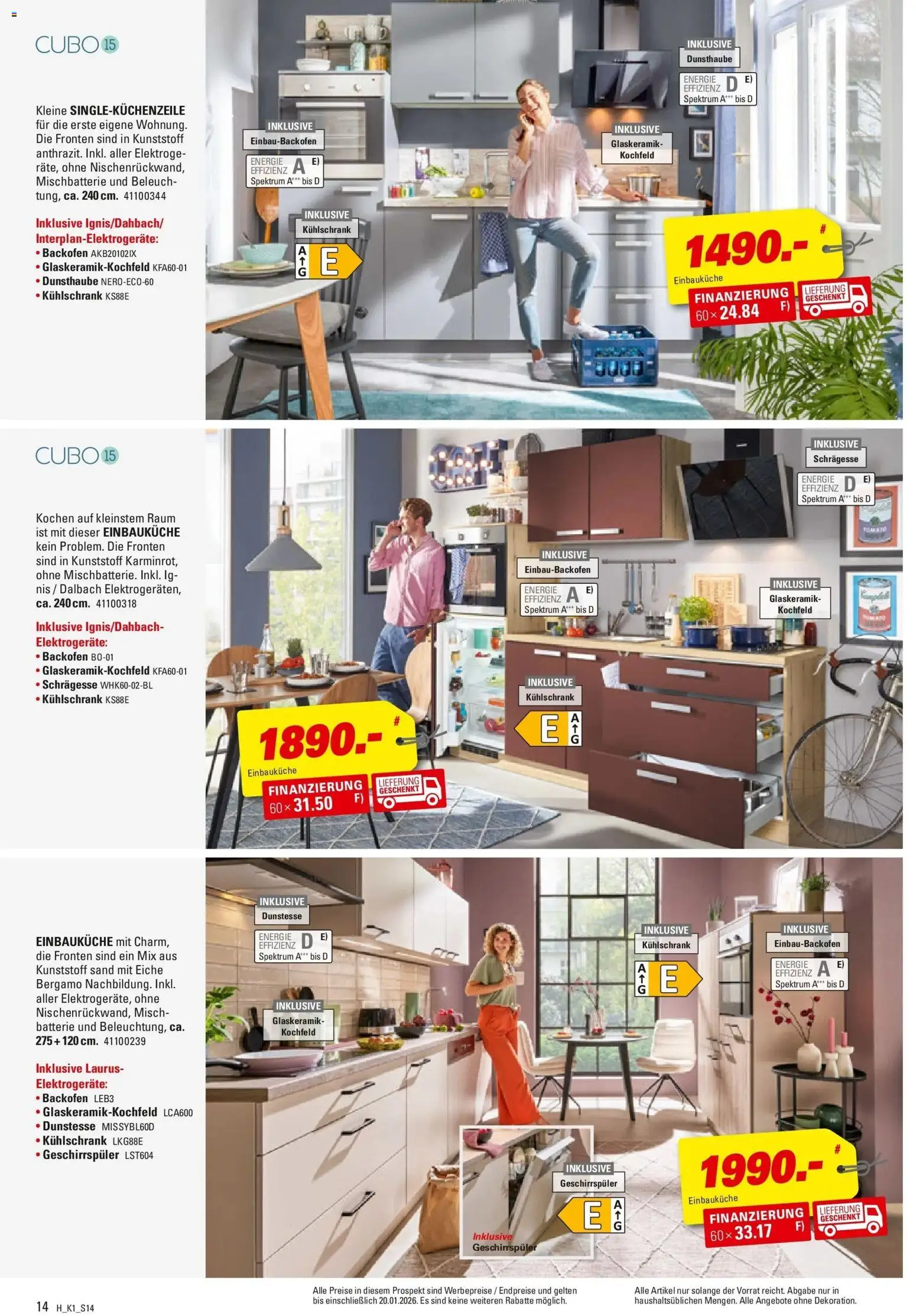 Höffner - Höffner: Möbelangebote – gültig ab 23.12.2025 | Seite: 14 | Produkte: Geschirrspüler, Batterie, Kühlschrank, Kochfeld