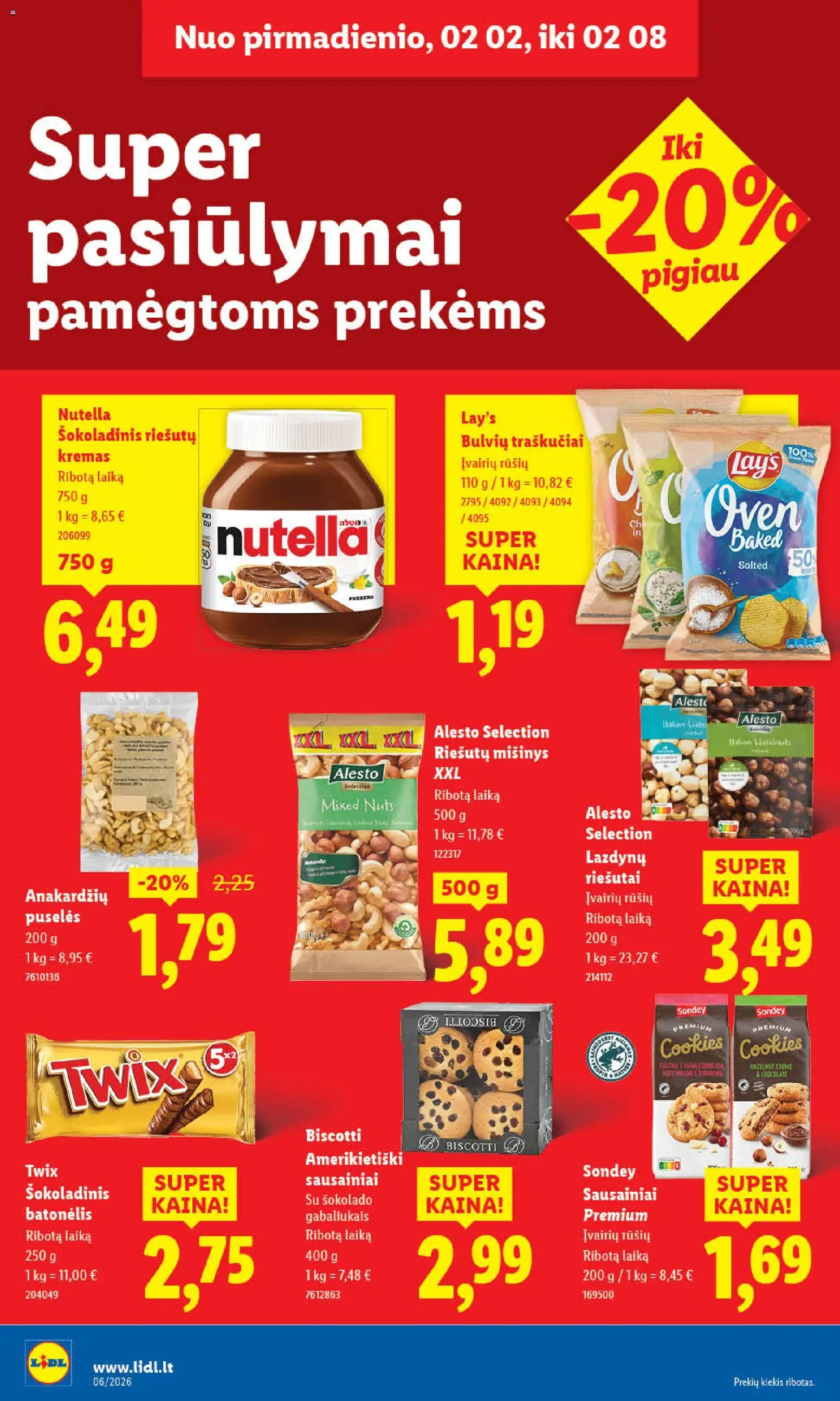 LIDL akcijos nuo 02.02.2026 | Puslapis: 18 | Prekių: Riešutai, Sausainiai, Kremas, Traškučiai