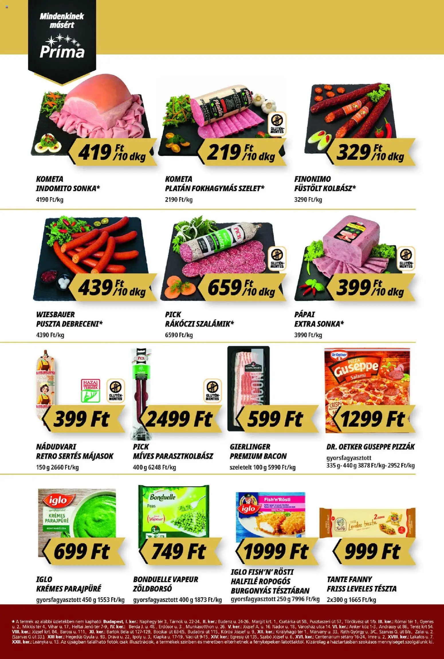 CBA Príma akciós ujság - amely érvényes a következő dátumtól: 13.11.2025 | Oldal: 2 | Termékek: Zöldborsó, Leveles tészta, Bacon, Szalámi