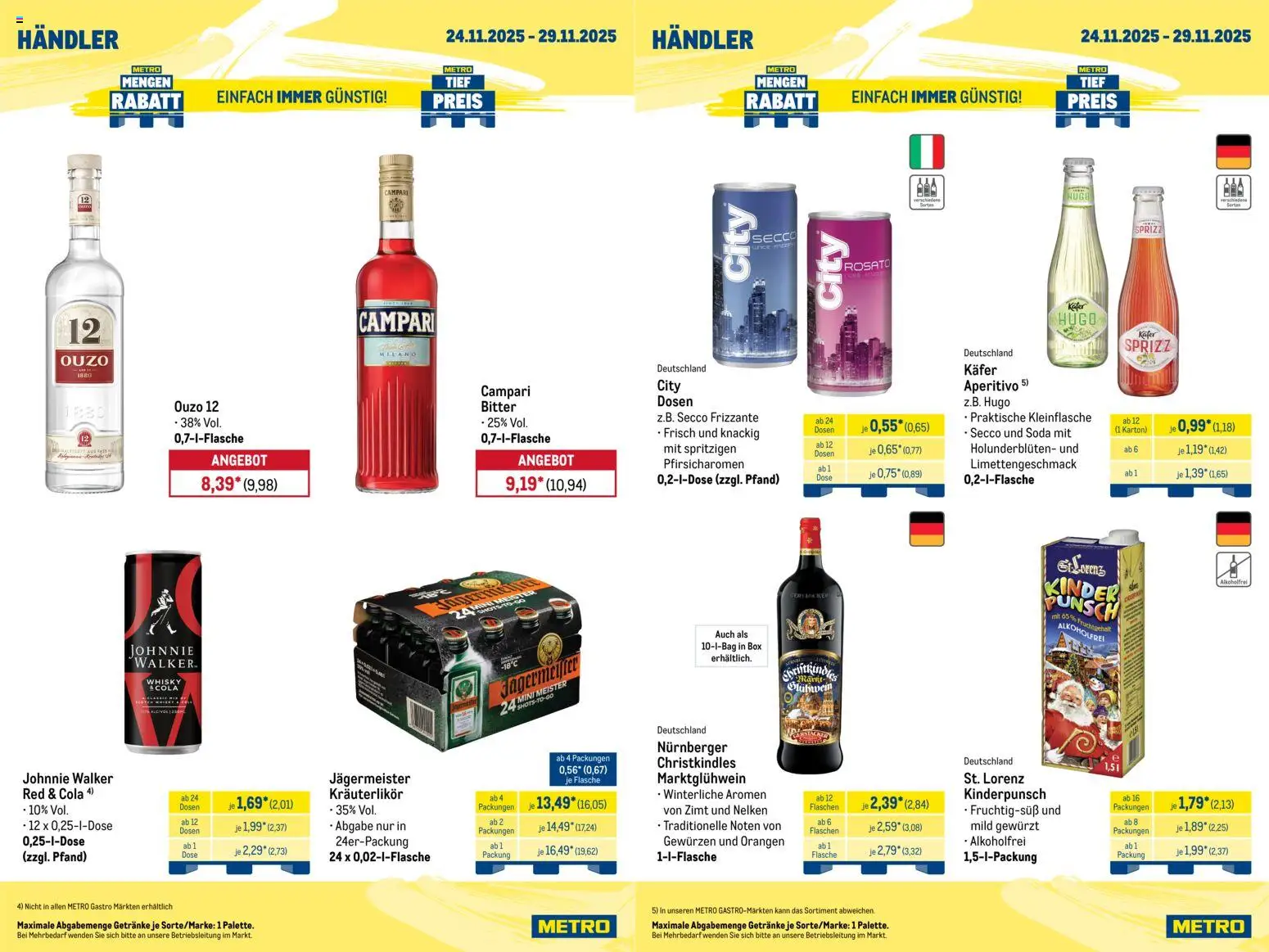 Metro Wochen-Angebote Händler – gültig ab 24.11.2025 | Seite: 4 | Produkte: Ouzo 12, Ouzo, Box, Hugo