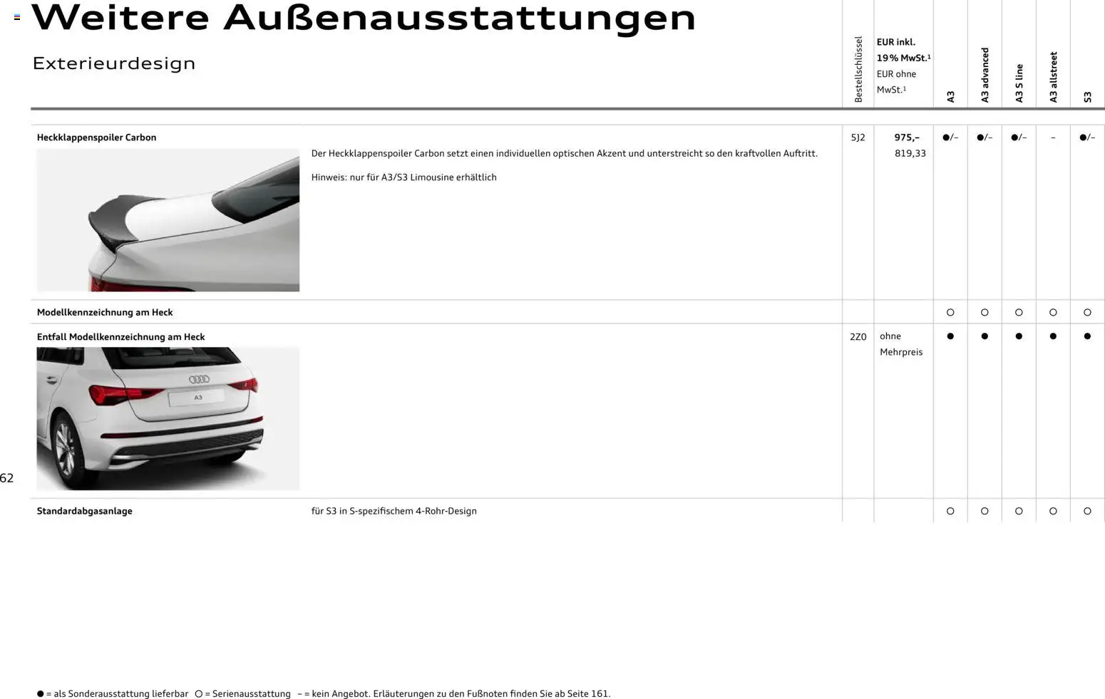 Audi A3 – gültig ab 28.10.2025 | Seite: 62