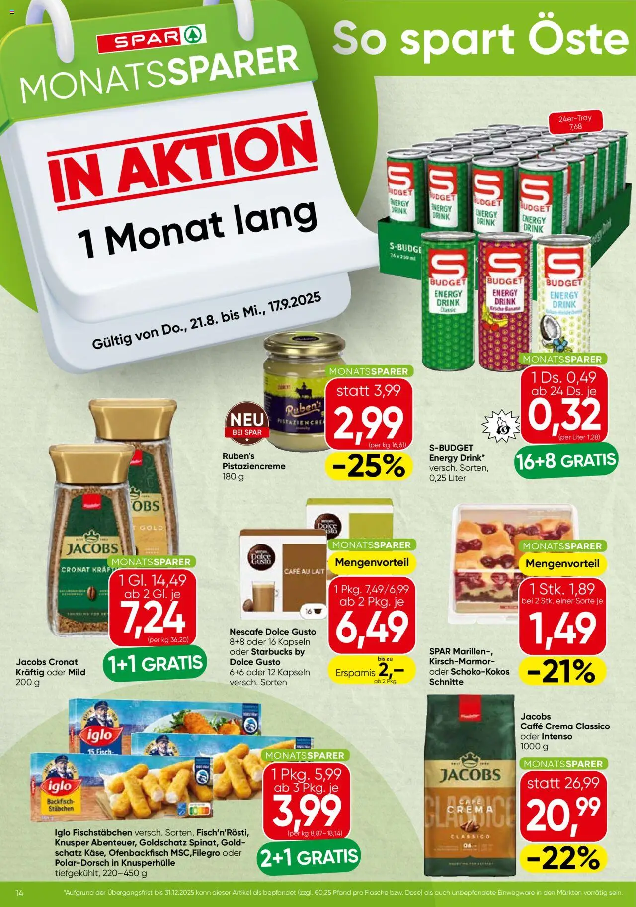 Spar Flugblatt - Burgenland gültig ab 21.08.2025 | Seite: 14 | Produkte: Fisch