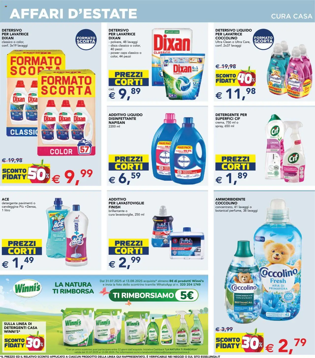 Volantino Esselunga S del 31.07.2025 | Pagina: 16 | Prodotti: Crema, Detergente, Candeggina, Lavatrice