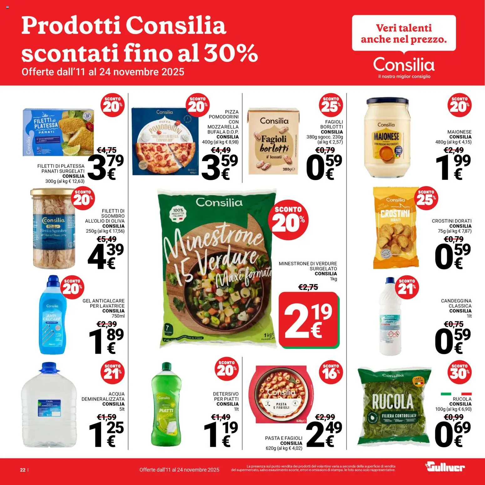 Volantino Gulliver del 11.11.2025 | Pagina: 22 | Prodotti: Minestrone, Rucola, Maionese, Lavatrice