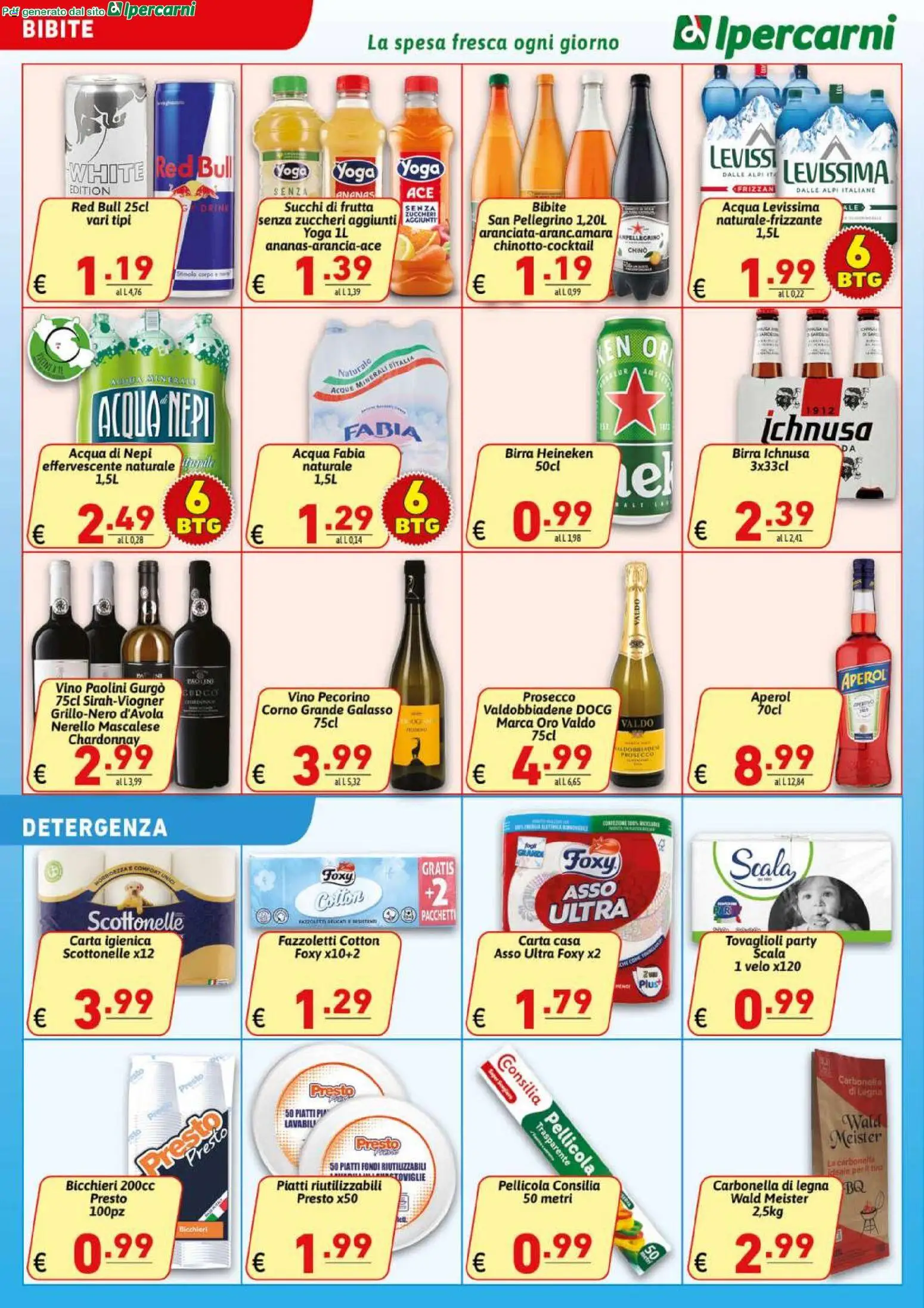Volantino Ipercarni del 27.03.2026 | Pagina: 14 | Prodotti: Fazzoletti, Red Bull, Aperol, Heineken