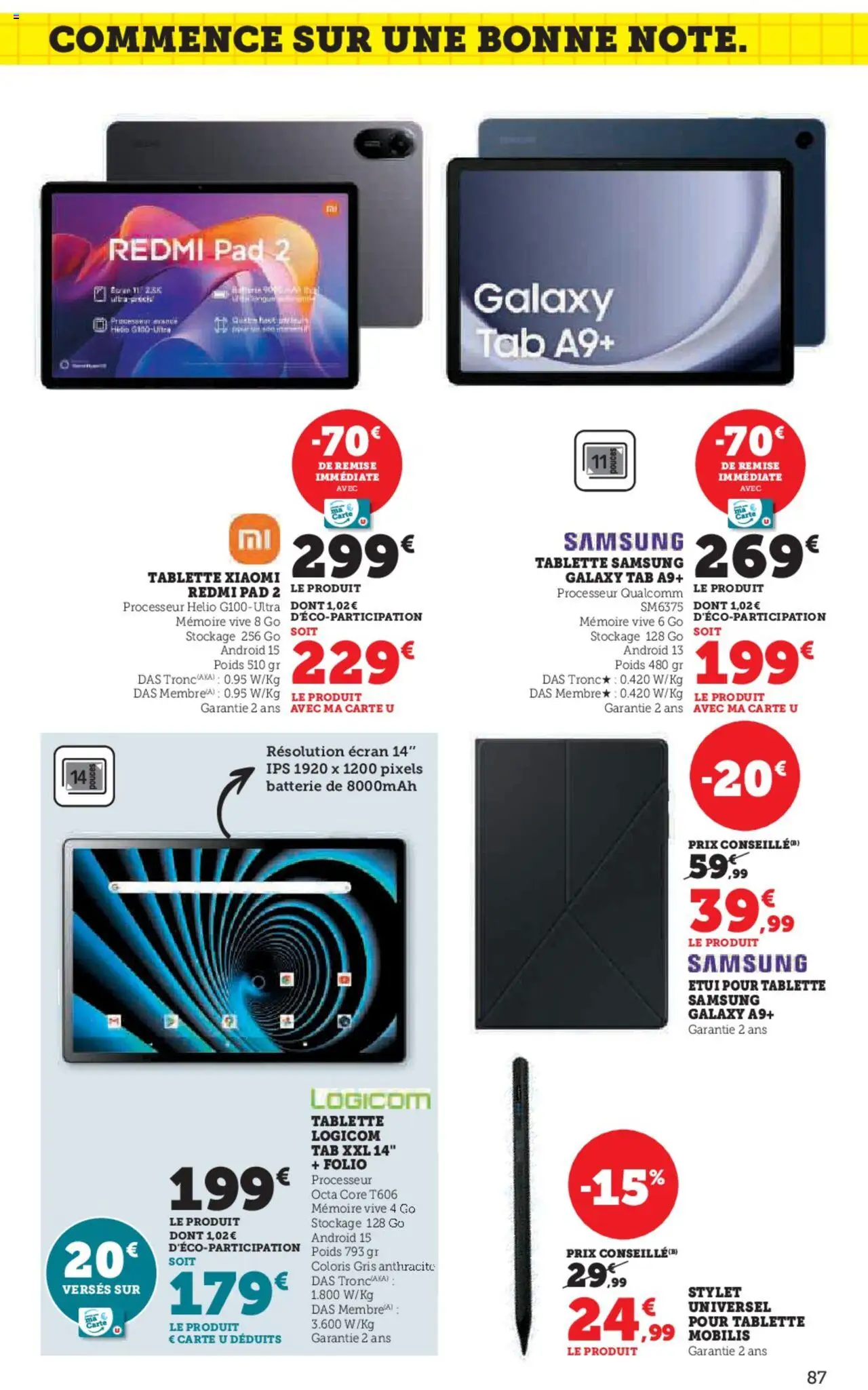  | Page: 87 | Produits: Tablette, Étui, Poids, Batterie
