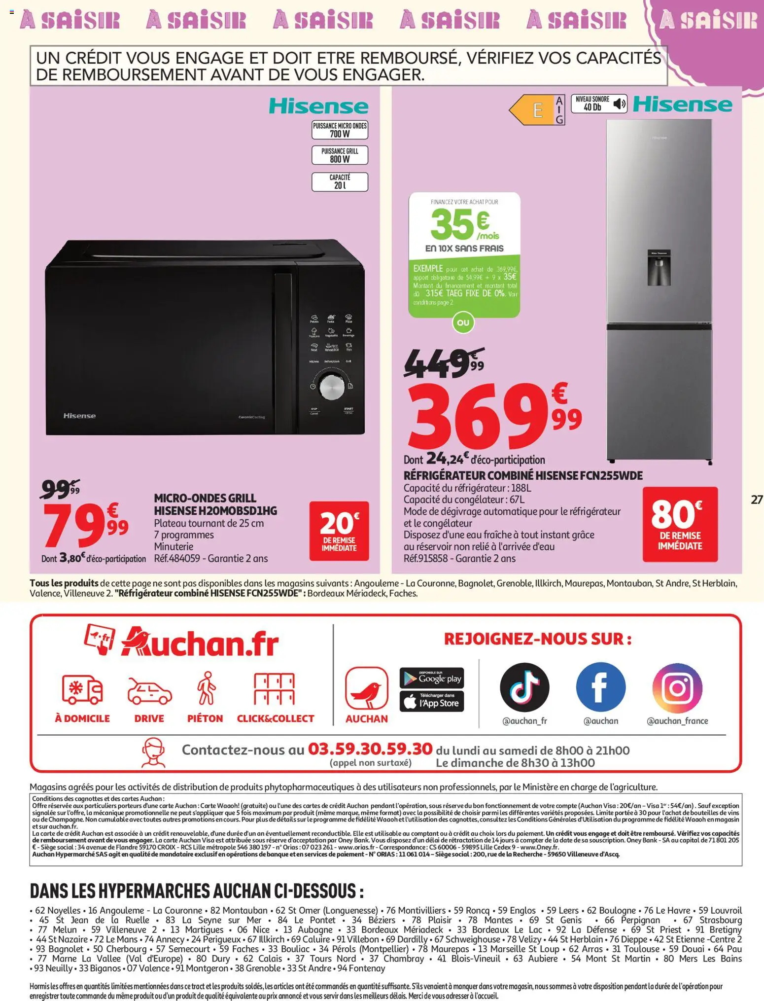 {H1} | Page: 27 | Produits: Réfrigérateur, Congélateur, Grill, Store