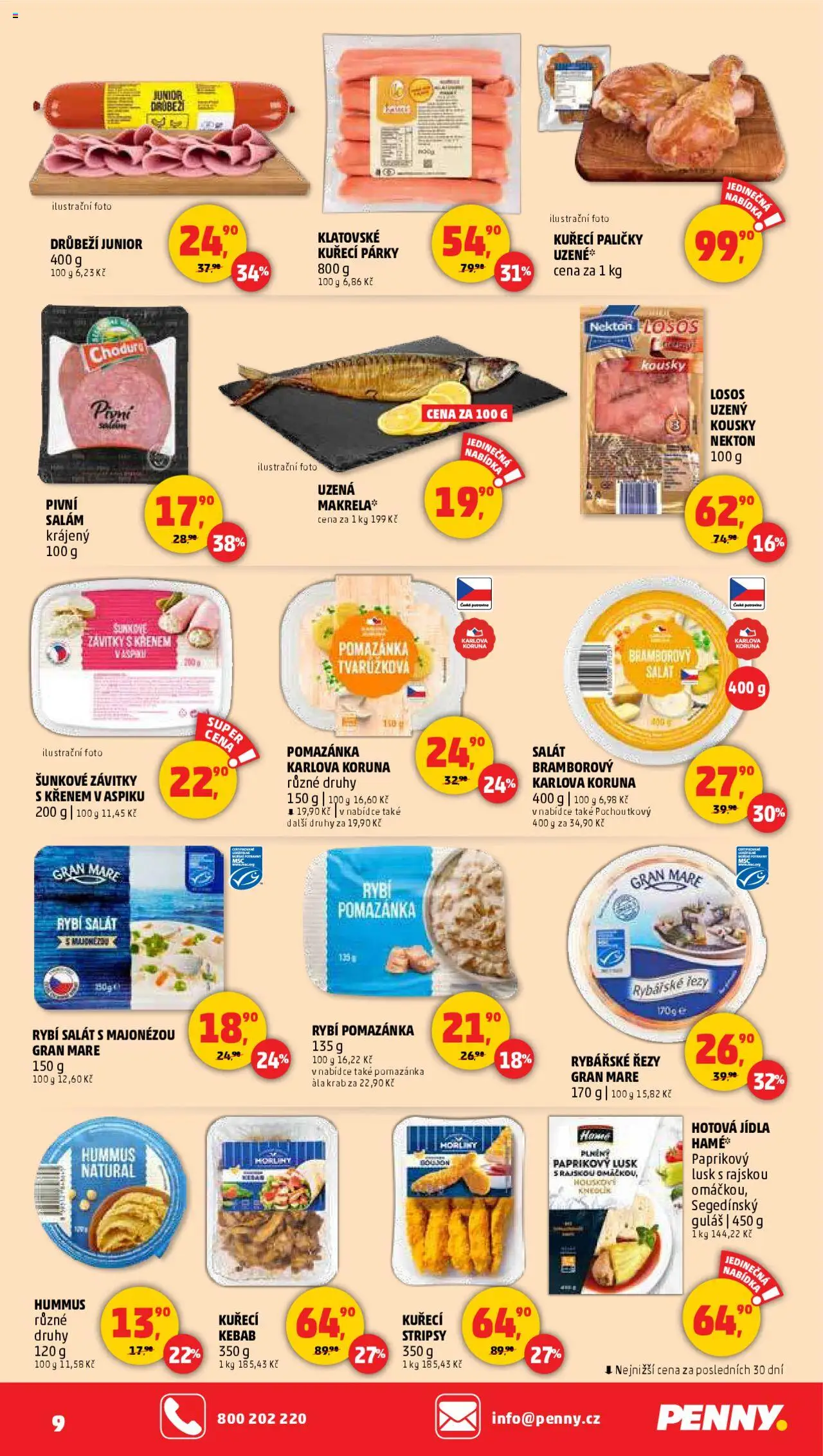 Penny Market leták - Čtvrtečník od 09.10.2025 | Strana: 9 | Produkty: Salám, Rybí salát, Kebab, Guláš