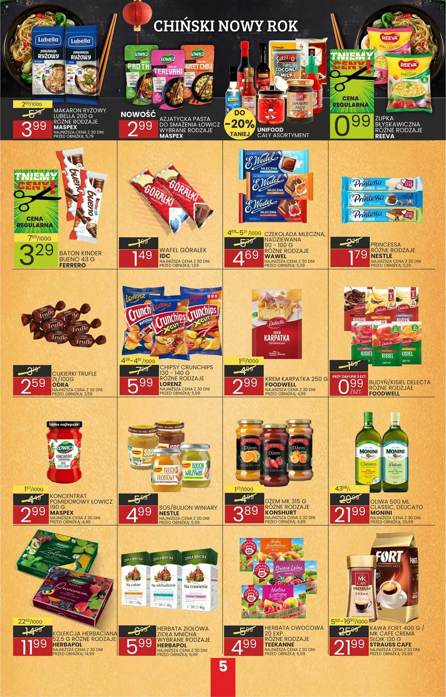 Wafelek Gazetka od 23.02.2026 | Strona: 5 | Produkty: Kawa fort, Baton, Dżem, Cukierki