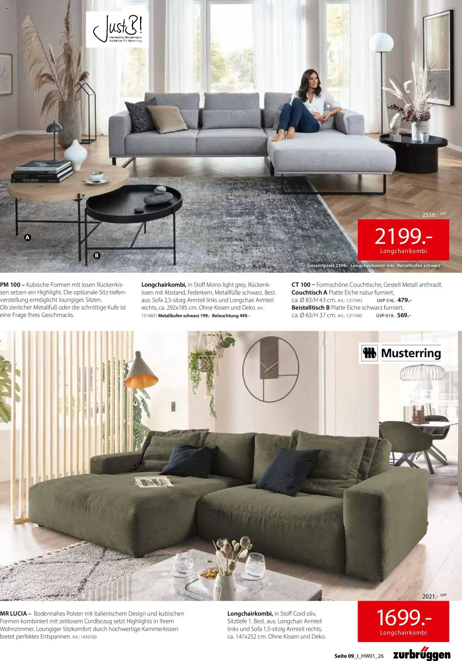 Zurbrüggen Hochwert Spezial – gültig ab 27.03.2026 | Seite: 9 | Produkte: Beistelltisch, Kissen, Sofa, Couchtisch