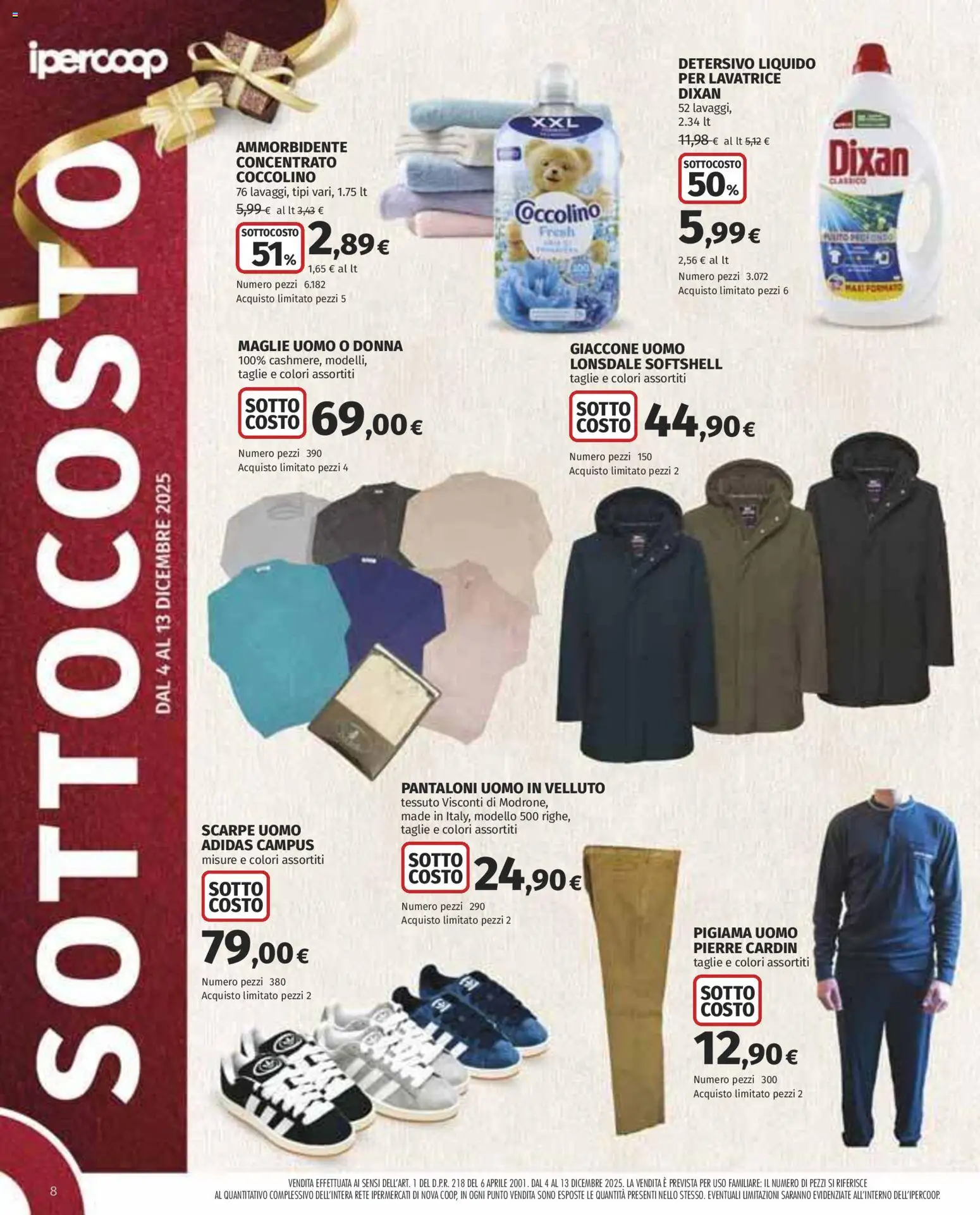 Volantino Ipercoop del 04.12.2025 | Pagina: 8 | Prodotti: Ammorbidente, Pantaloni, Scarpe, Lavatrice