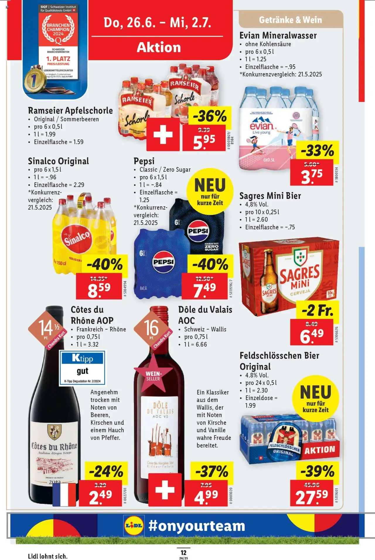 Lidl Aktionen ab 26.06.2025 | Seite: 18 | Produkte: Ridge, Mineralwasser, Kirschen, Wein