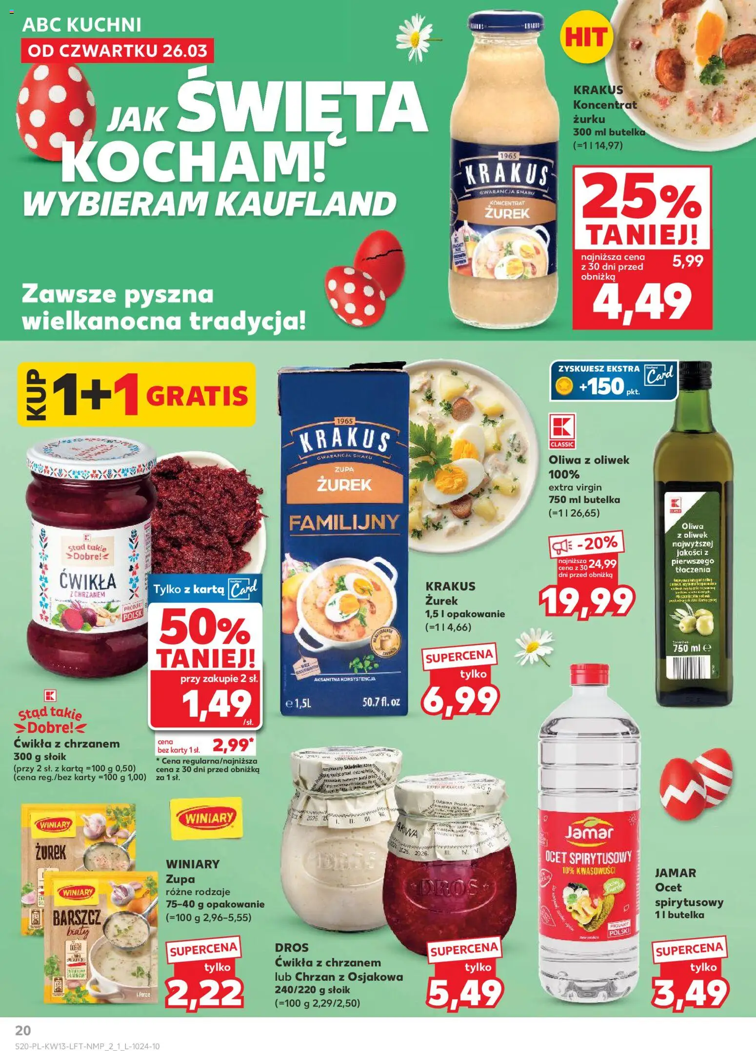 Kaufland gazetka od 26.03.2026 | Strona: 20 | Produkty: Ocet spirytusowy, Karta, Ocet, Zupa