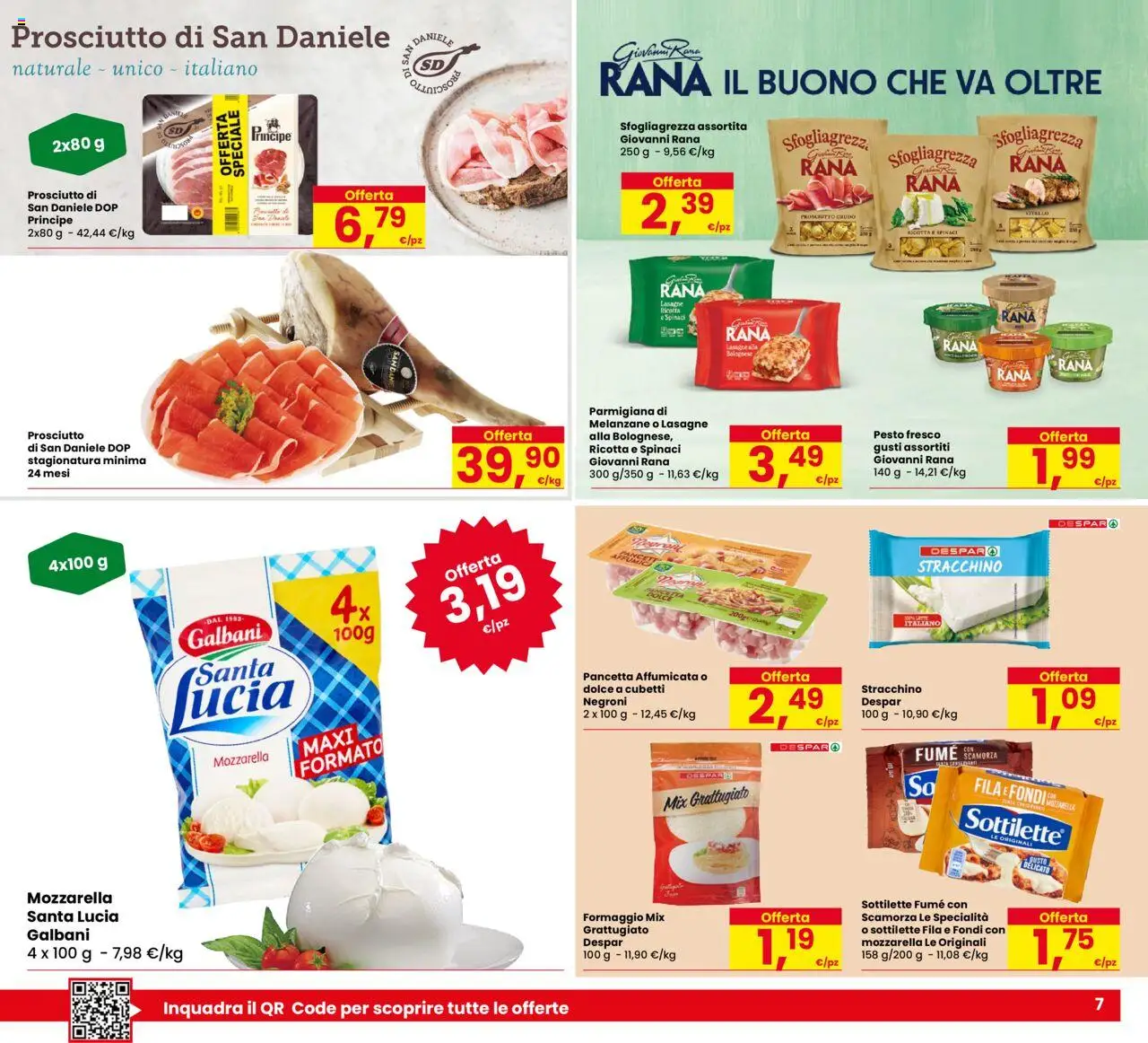 Volantino Eurospar del 18.09.2025 | Pagina: 7 | Prodotti: Pancetta, Prosciutto, Spinaci, Melanzane