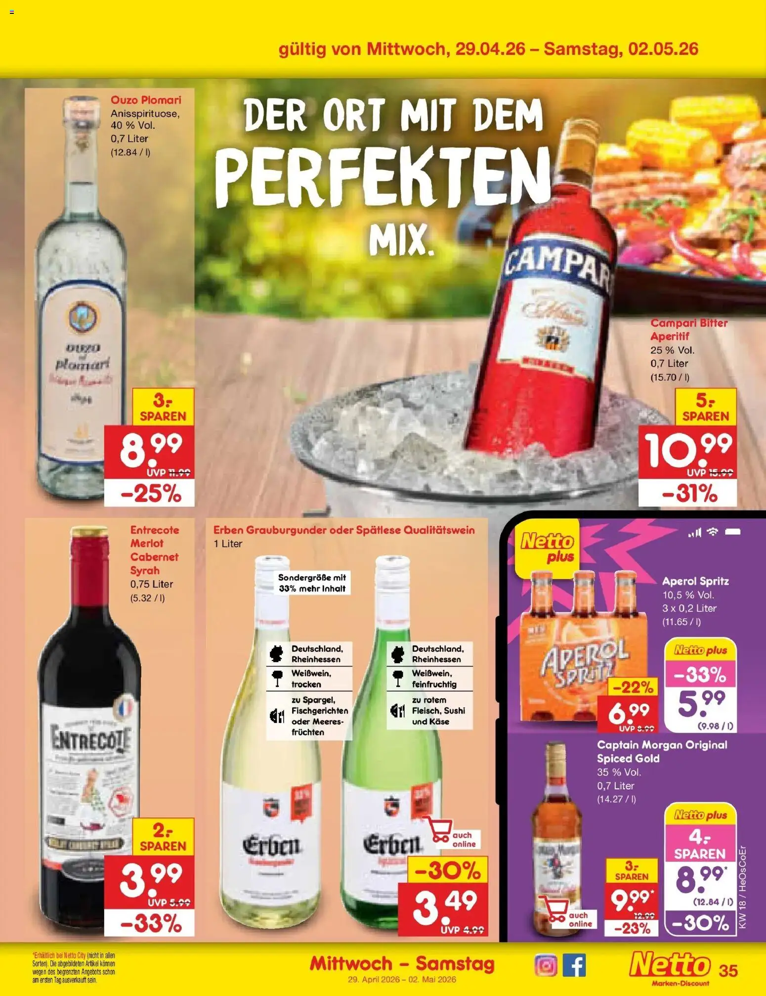 Netto Marken-Discount Prospekt Kröpelin	 – gültig ab 27.04.2026 | Seite: 43 | Produkte: Käse, Merlot, Entrecote, Ouzo plomari
