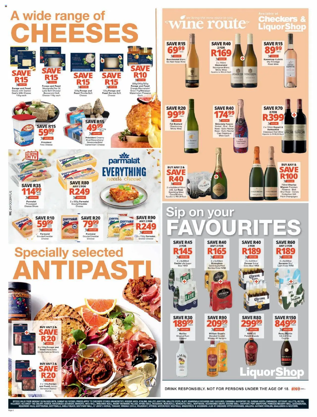 New Checkers catalogue – valid from 22.09.2025 | Page: 4 | Products: Brandy, Cider, Wine, Máscara de pestañas