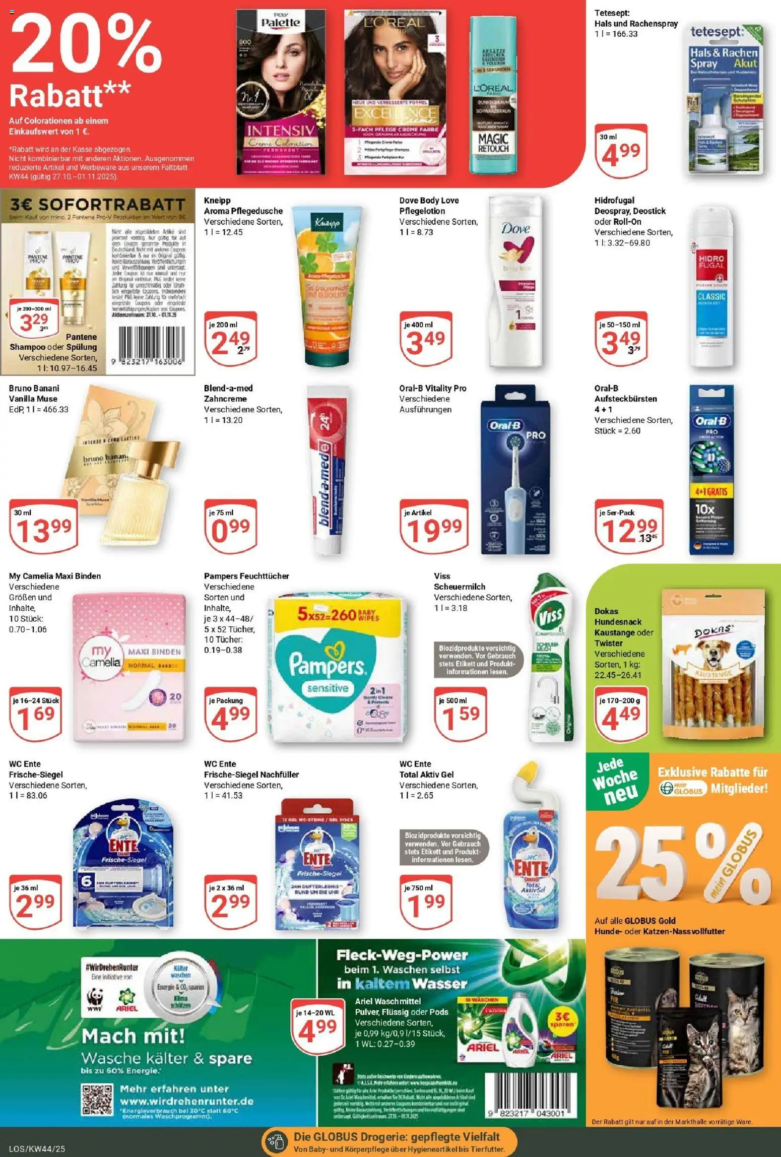 Globus prospekt Losheim Am See	 – gültig ab 26.10.2025 | Seite: 20 | Produkte: Ariel, Pampers, Waschmittel, Ente