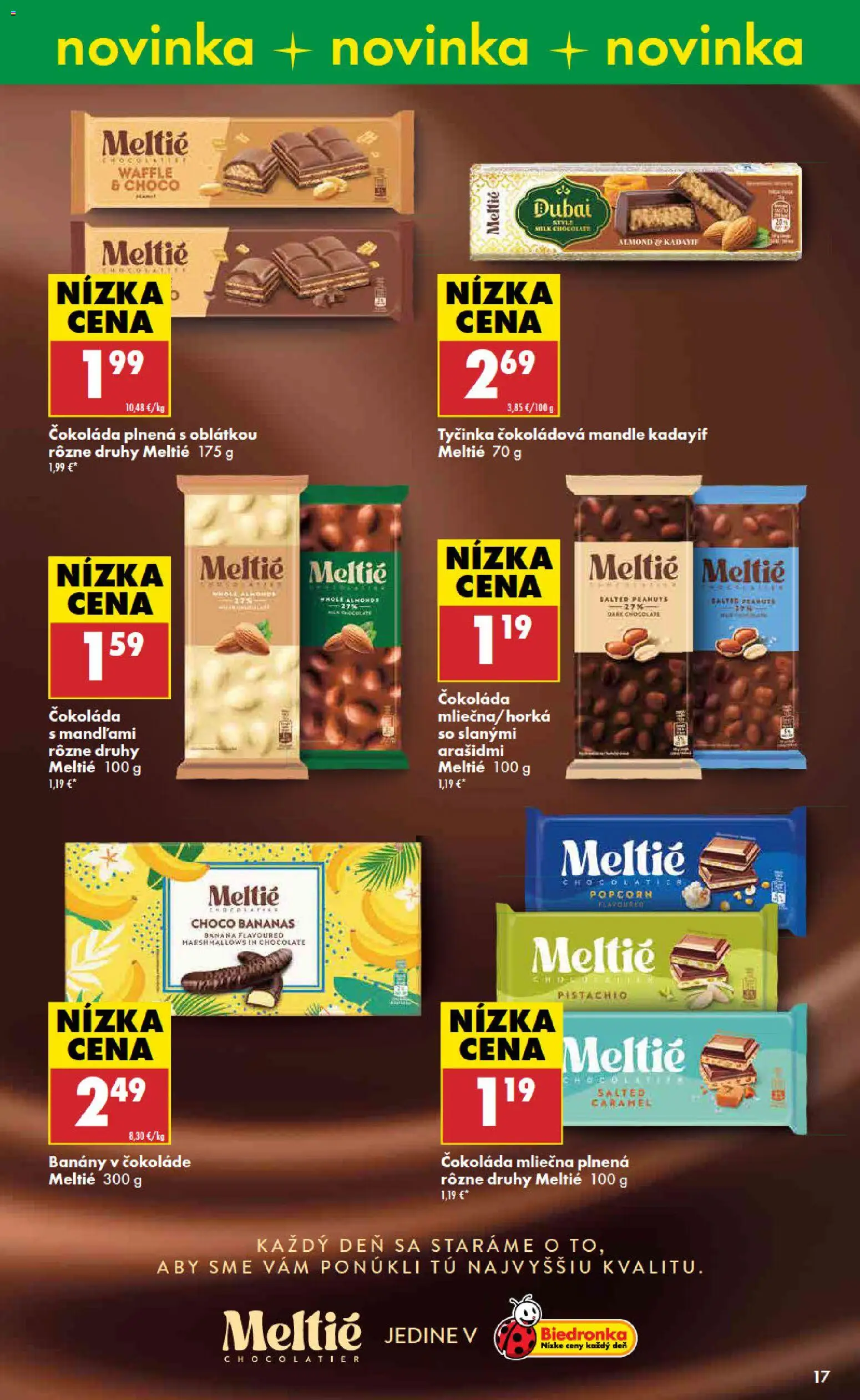 Nové Biedronka akcie – leták je platný od 16.04.2026 | Strana: 17 | Produkty: Banány v čokoláde, Banány, Čokoláda, Mandle
