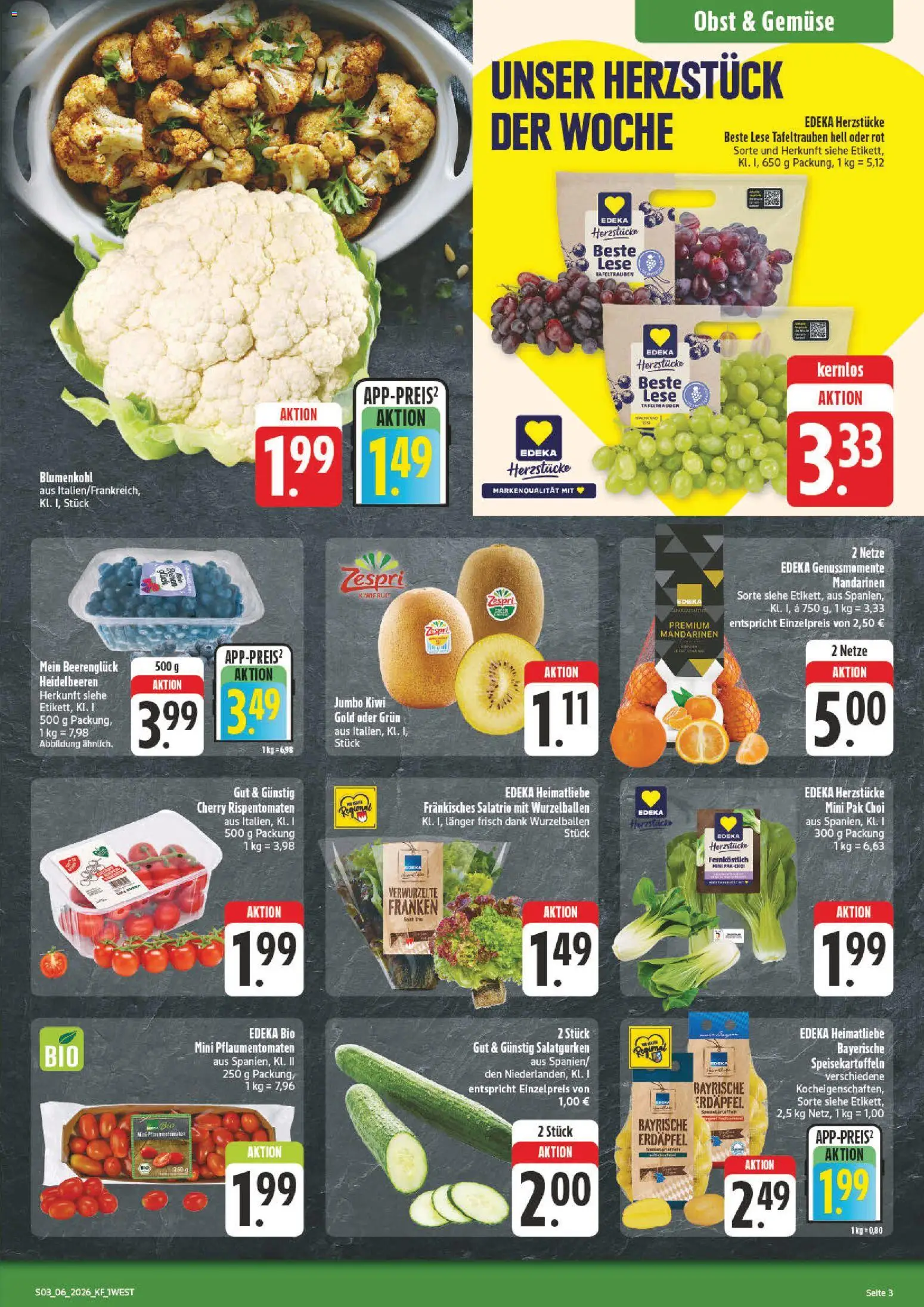 nah & gut Prospekt 	 – gültig ab 02.02.2026 | Seite: 3 | Produkte: Mandarinen, Heidelbeeren, Obst, Blumenkohl