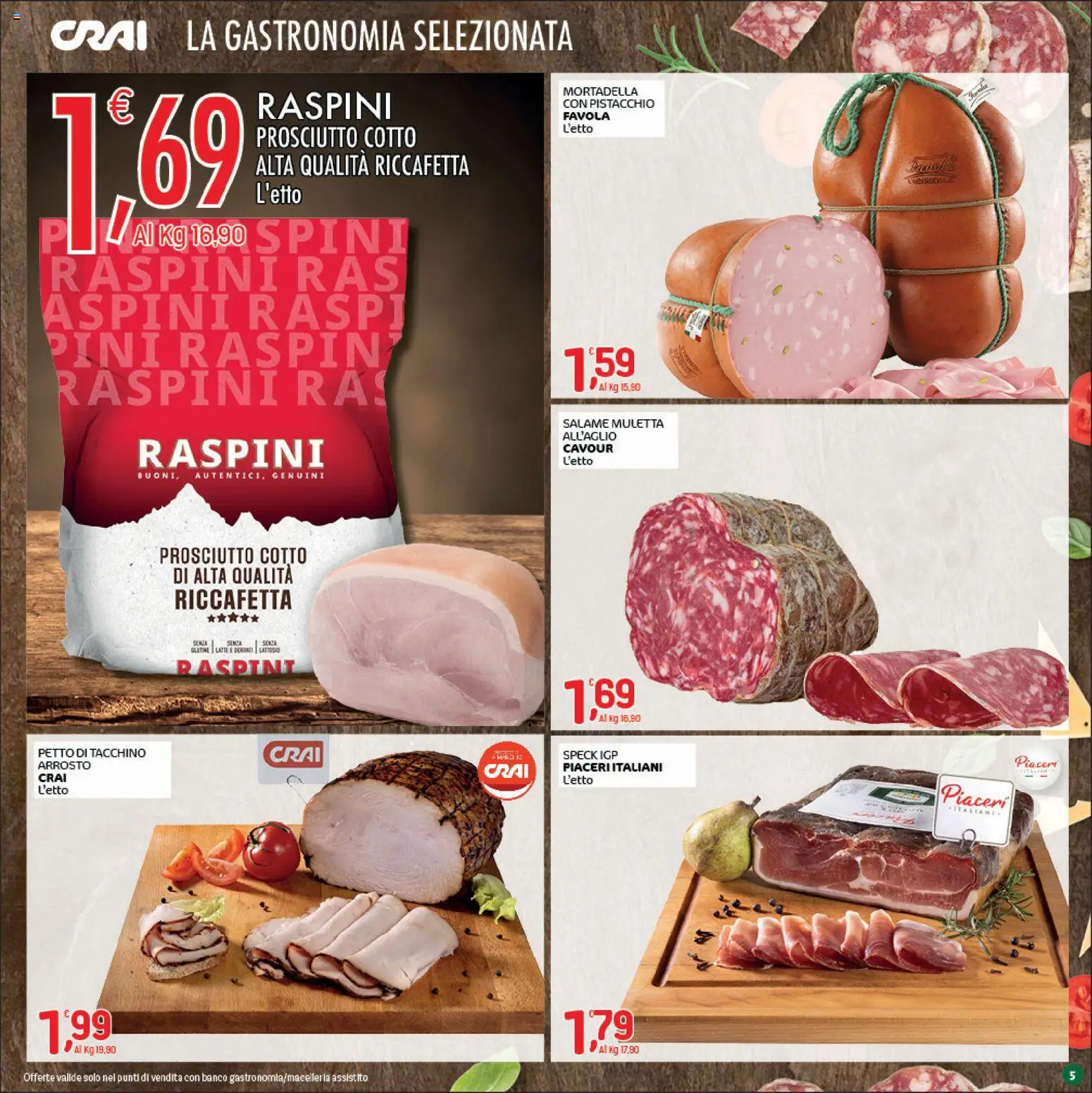 Volantino CRAI del 14.05.2026 | Pagina: 5 | Prodotti: Arrosto, Salame, Tacchino, Mortadella