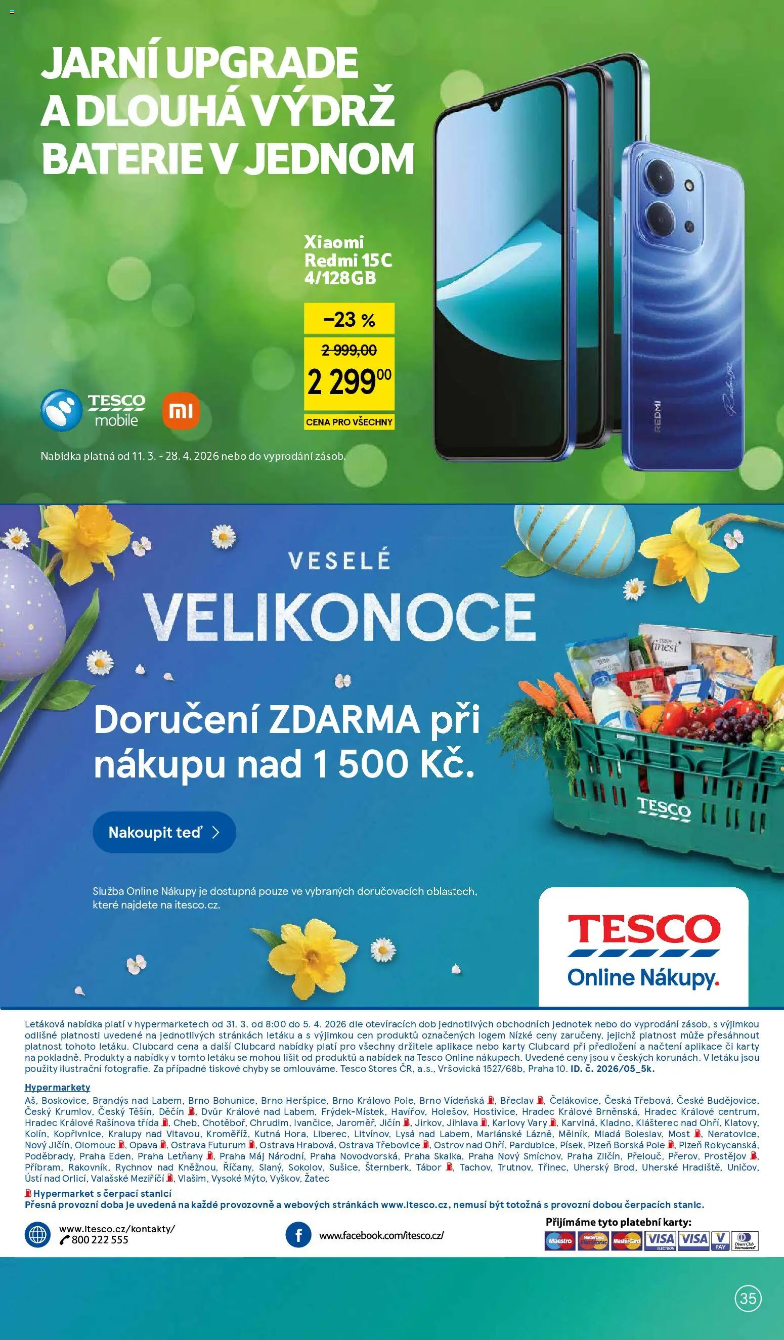 Tesco leták - Hypermarket od 31.03.2026 | Strana: 35 | Produkty: Smartphone, Xiaomi, Karty, Futurum