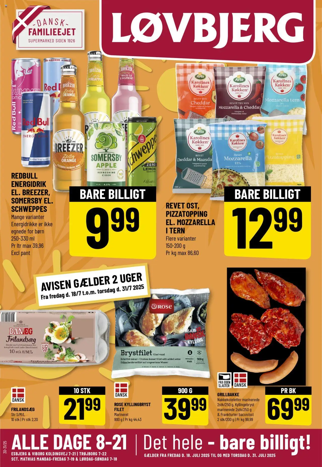 Løvbjerg Tilbudsavis gyldig fra 18.07.2025 | Side: 1 | Produkter: Æg, Pasta, Cider, Energidrikke