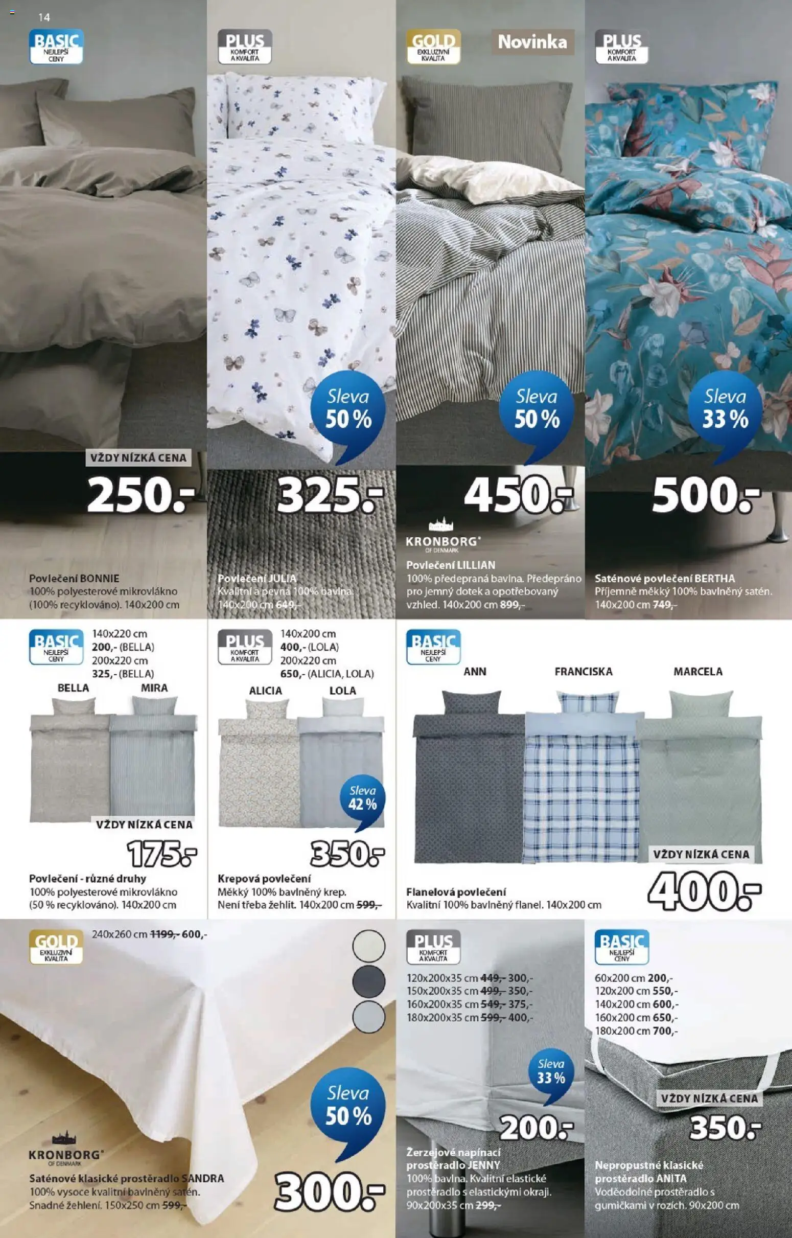 JYSK leták od 15.04.2026 | Strana: 14 | Produkty: Povlečení, Prostěradlo, Saténové povlečení